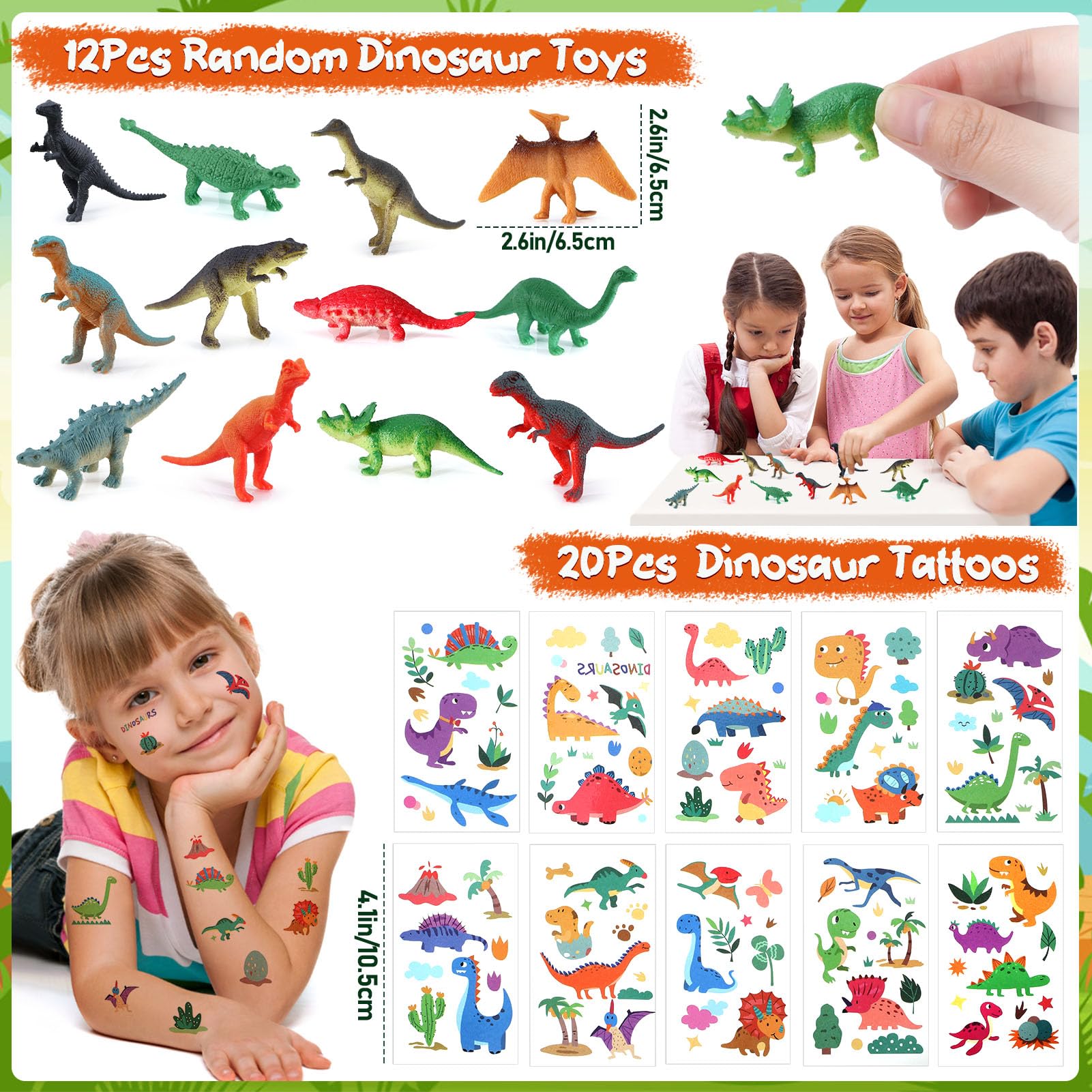 Kit Anniversaire Dinosaure – 88 Pièces – Oeufs, Tatouages, Autocollants 3D, Porte-clés, Figurines, Bracelets – Cadeau Enfant