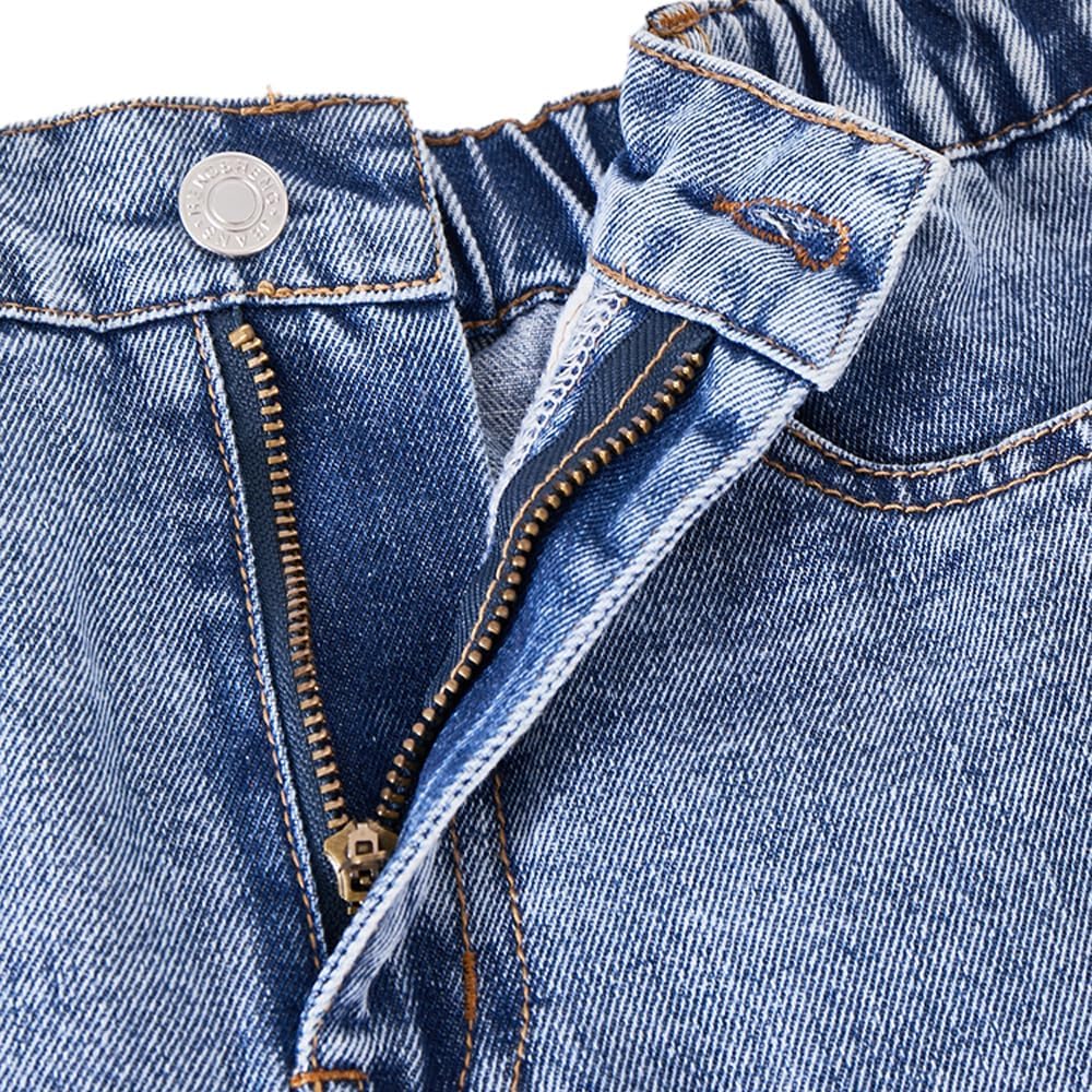 Nivne Tco Tween Girls Baggy Jeans Casual Elastic Waist & Zipper Fly Streetwear Wide Leg Denim Pants with Five Pockets - Image 4