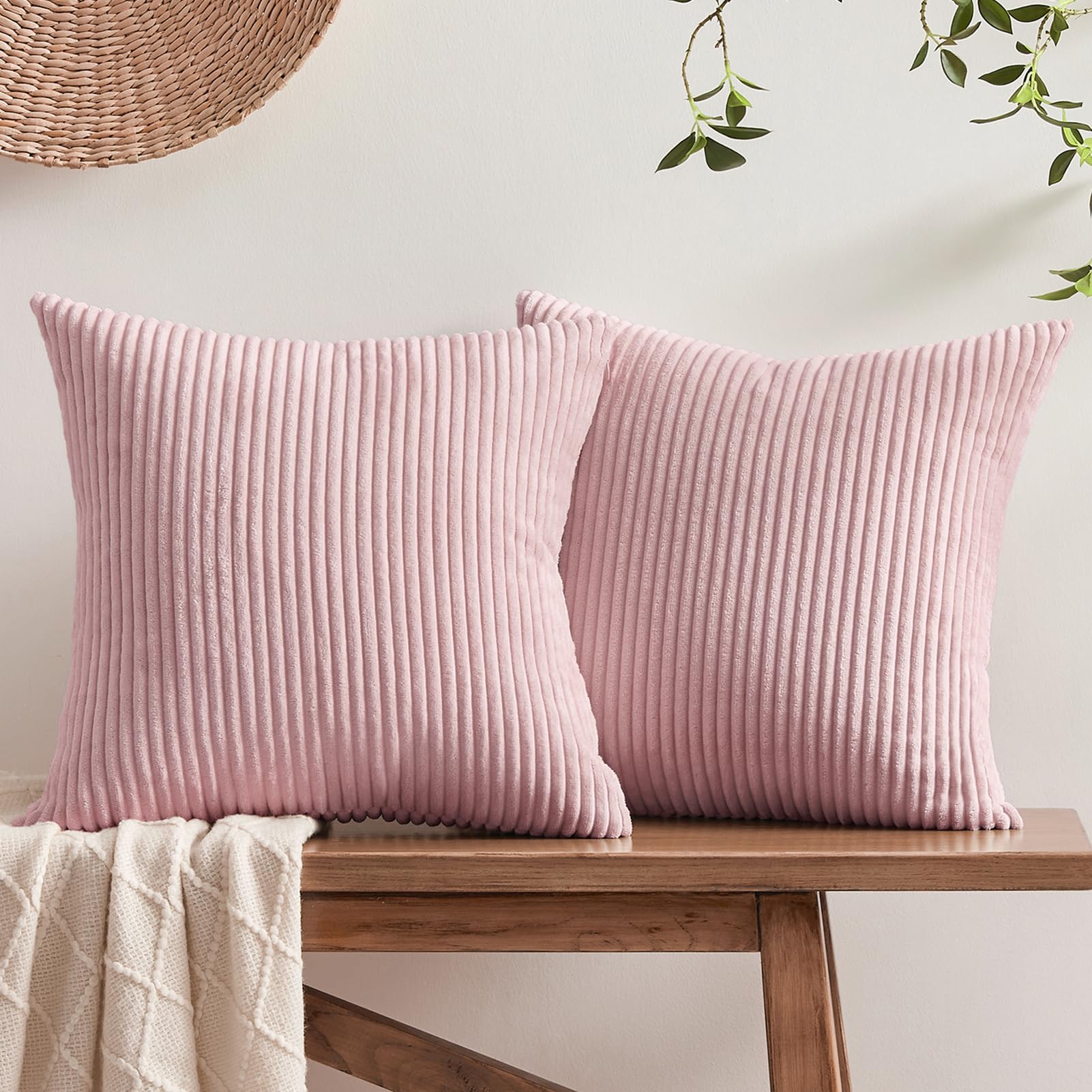 Softalker Cord Kissenbezug 40x40 rosa Frühling flauschig 2 Stücke Kissenhüllen Sofakissenbezüge Sofakissen Dekokissen Couchkissen Aesthetic Deko für Sofa Wohnzimmer Schlafzimmer Bett Mädchen Zimmer