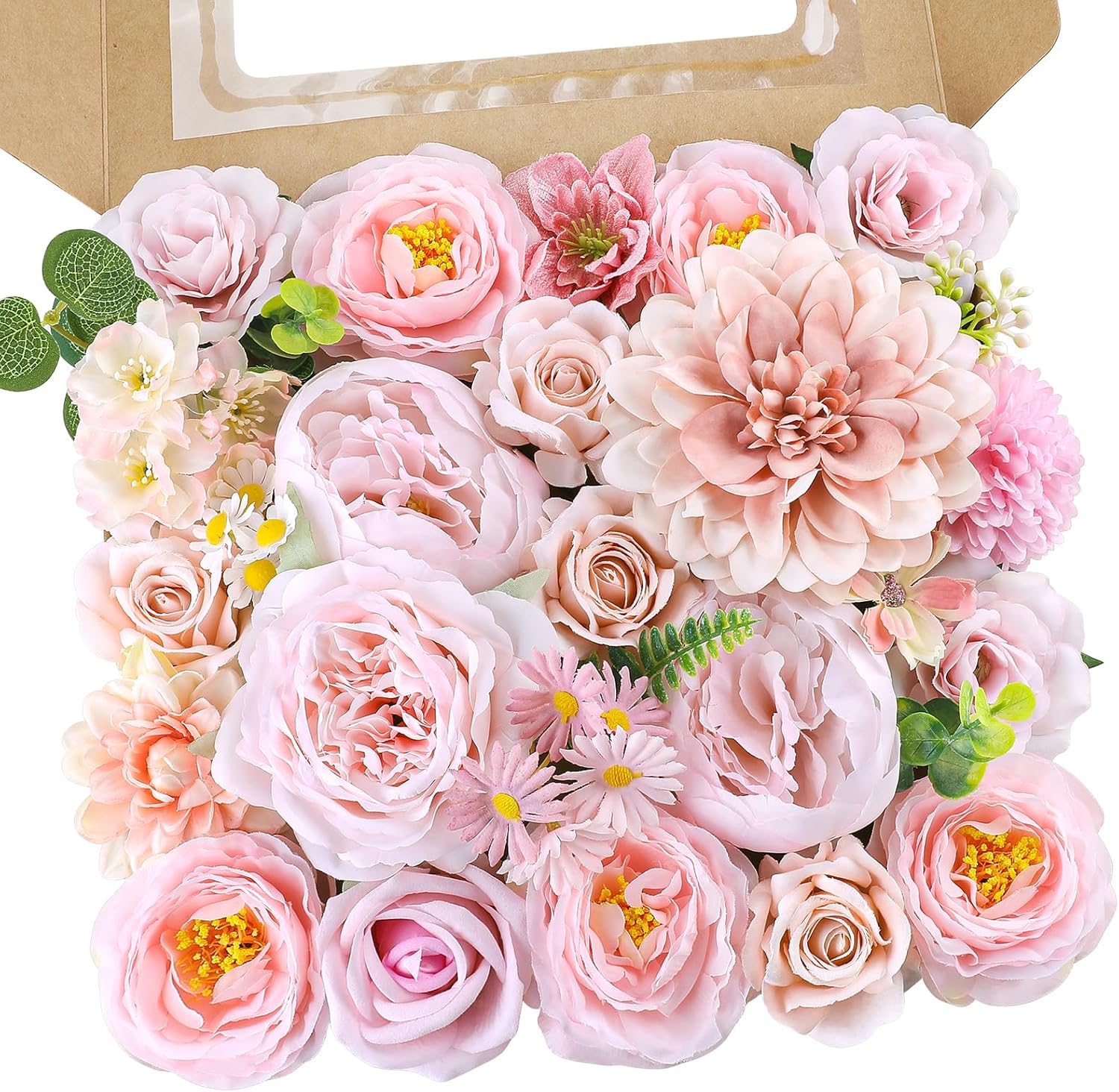Rose Artificial Flowers Combo Fake Flowers Rose Silk Flowers with Stems for DIY Wedding Bouquets Centerpieces Arrangements Table Decor Valentine's Day Bridal Baby Shower Party Home Decor(Nude Pink)