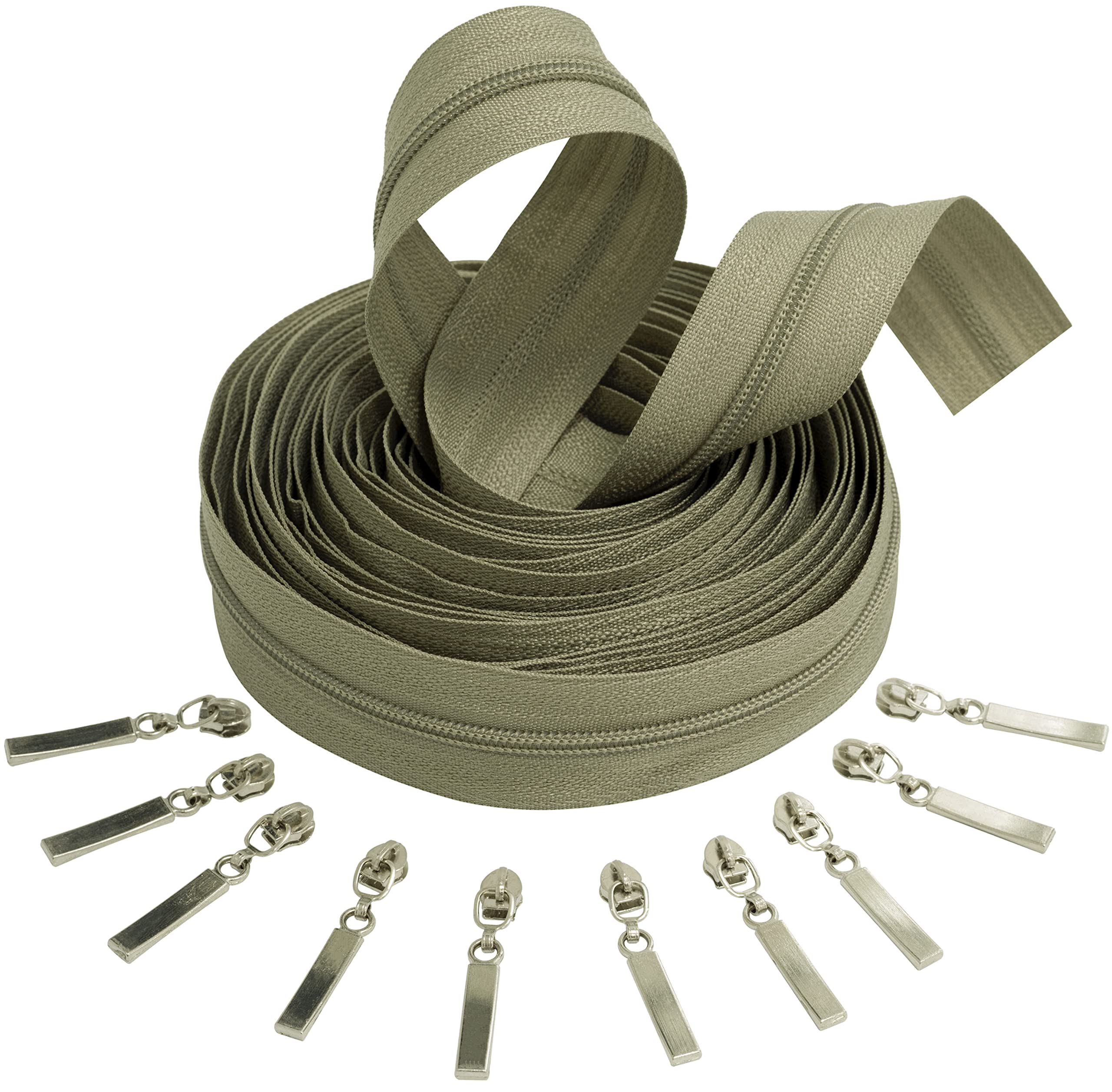 Fermeture Éclair Spirale 5m N°5 Beige + 10 Curseurs - Mercerie, Couture DIY, Robes, Coussins