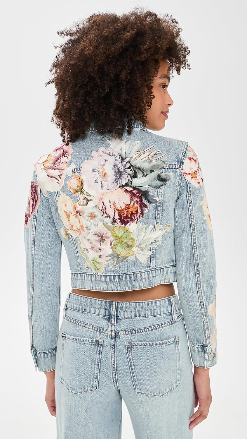 alice + olivia Women's Chloe Applique Denim Jacket