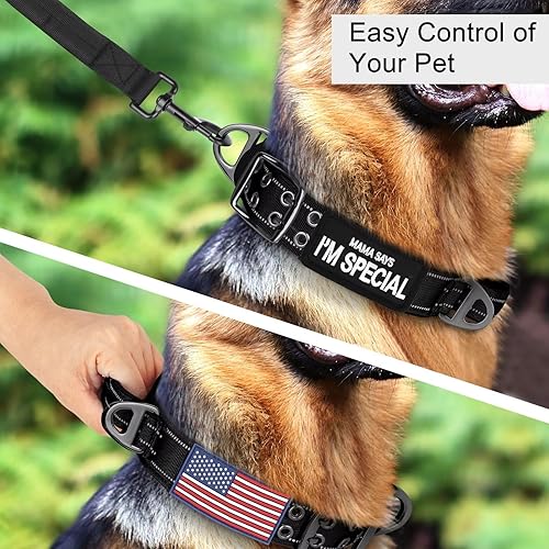 Miniatura 5 de Forestpaw Collar táctico para perro, collar ancho para perros medianos y grandes, collar de entrenamiento militar ajustable con asa y hebilla de