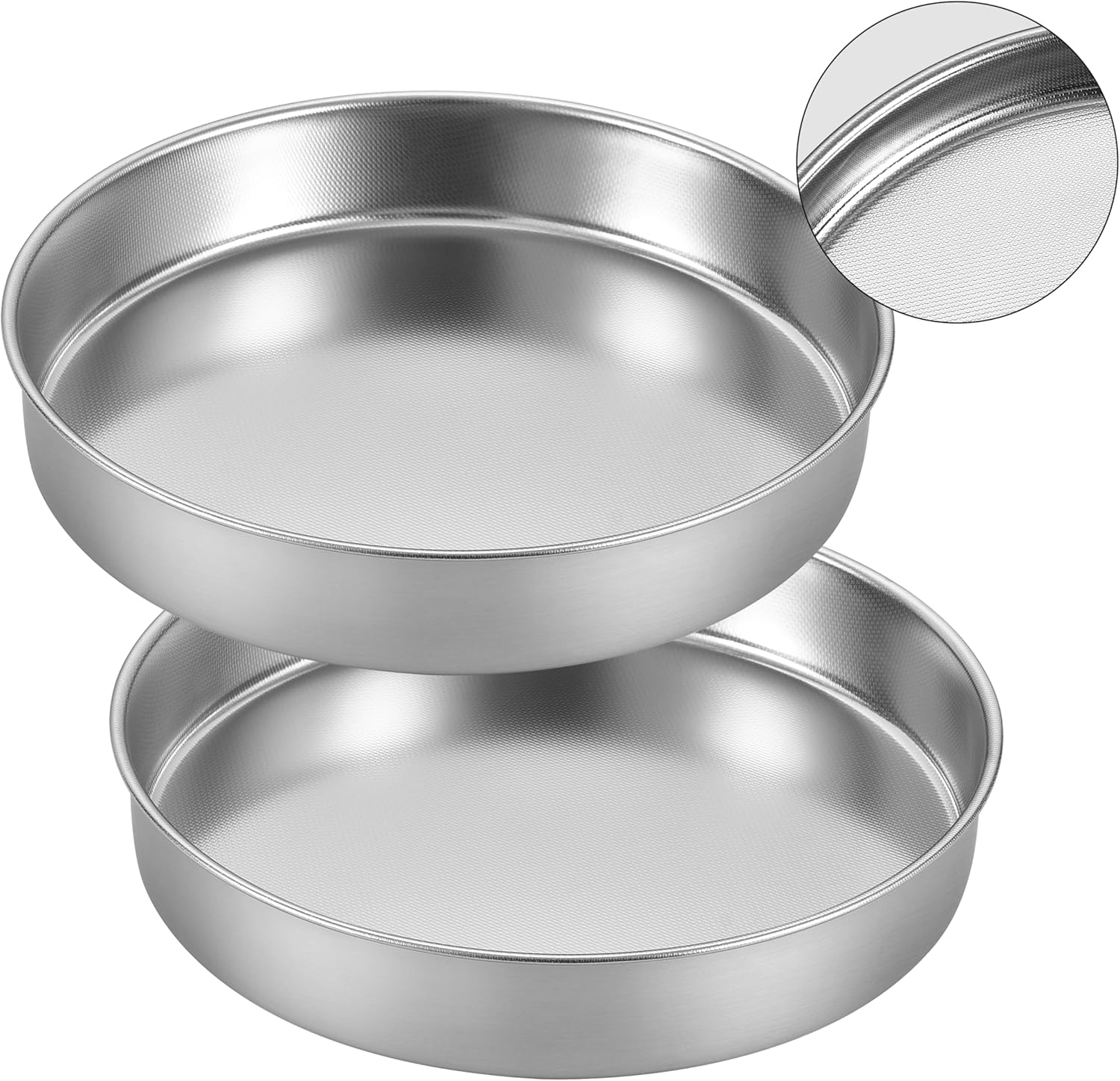 Inqibee Round Stainless Steel Cake Pans Set of 3 (8 inch / 9½ inch / 11 inch), Layer Cake Baking Pan, Perfect for Birthday Wedding Tier Cake, Physics Anti-Stick, Non-Toxic, Dishwasher Safe