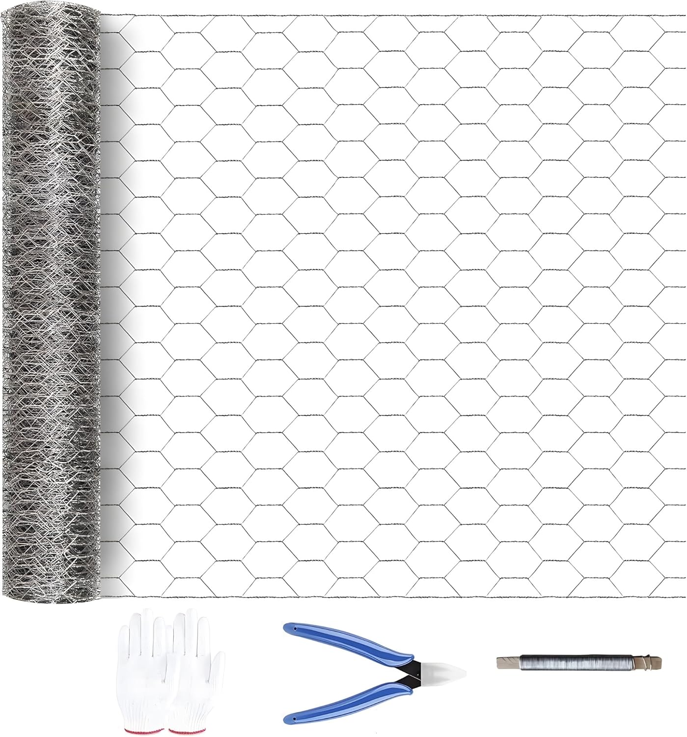 Silver Galvanized Metal Hexagonal Mesh – 21-Gauge Rust-Resistant Garden Net for Plant Protection, Chicken Wire for Rabbit Cages, Floral Arrangements & Handicrafts – 47" x 100'