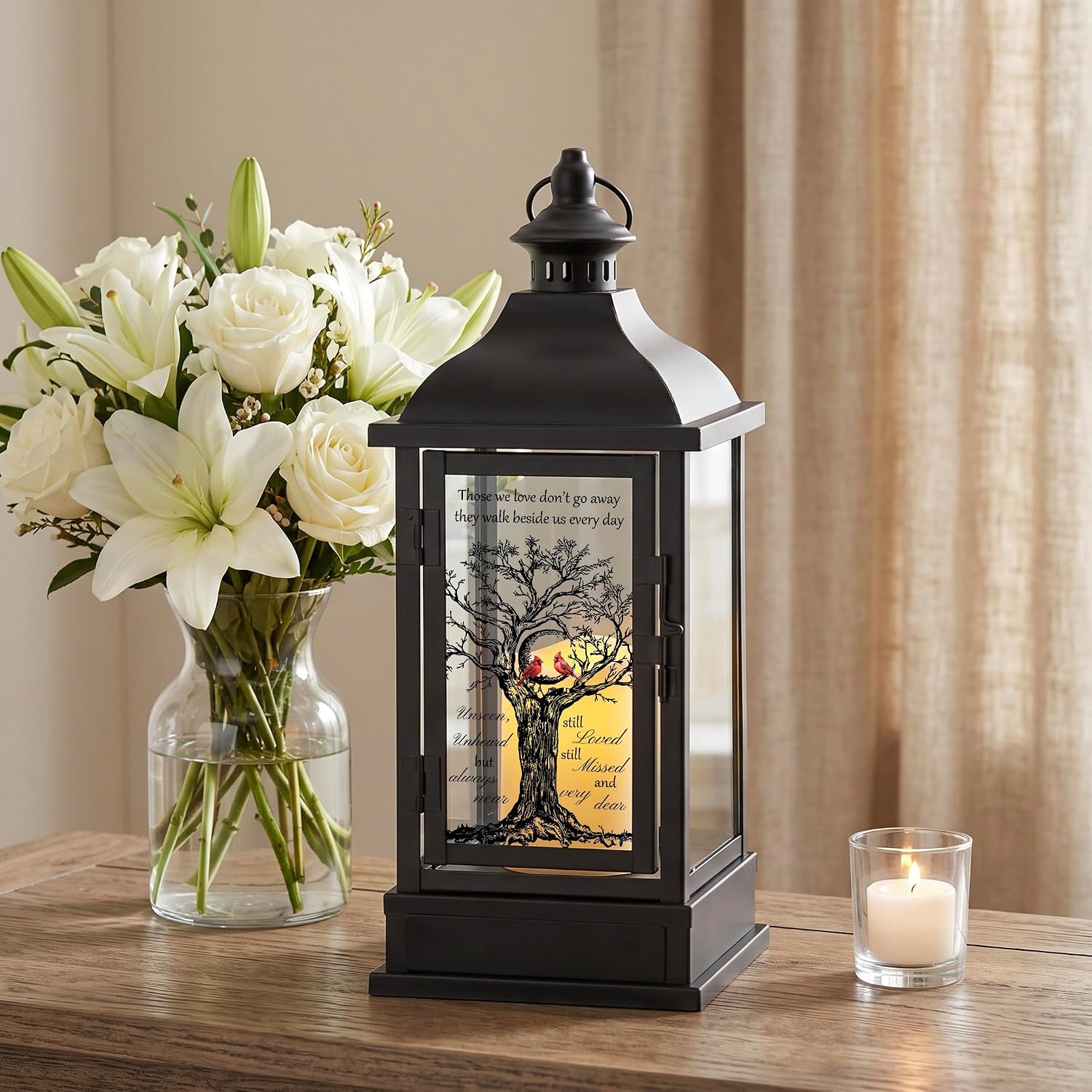 Sympathy Memorial Lantern with Keepsake Drawer, Bereavement Gift for Loss of Loved One, in Loving Memory of Mom Dad Husband Wife