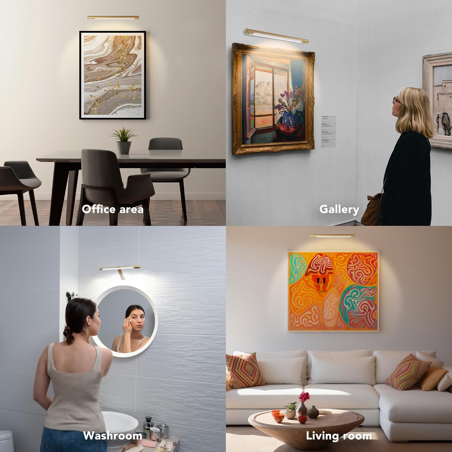 Wireless Picture Lights for Wall 2 Pack, Remote Control, 3 Color Dimming and Timer, 14in Rechargeable Art Display Light with Digital Display, Portrait Lights for Painting Frame Dartboard Gold