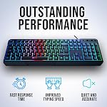 KLIM Chroma Clavier de jeu filé USB - neuf - Durable Ergonomic Waterproof Silent Backlit - Idéal pour les jeux et le bureau - Teclado Gamer - 2 ms Temps de réponse - PC Ordinateur portable Mac PS4 PS5 - noir