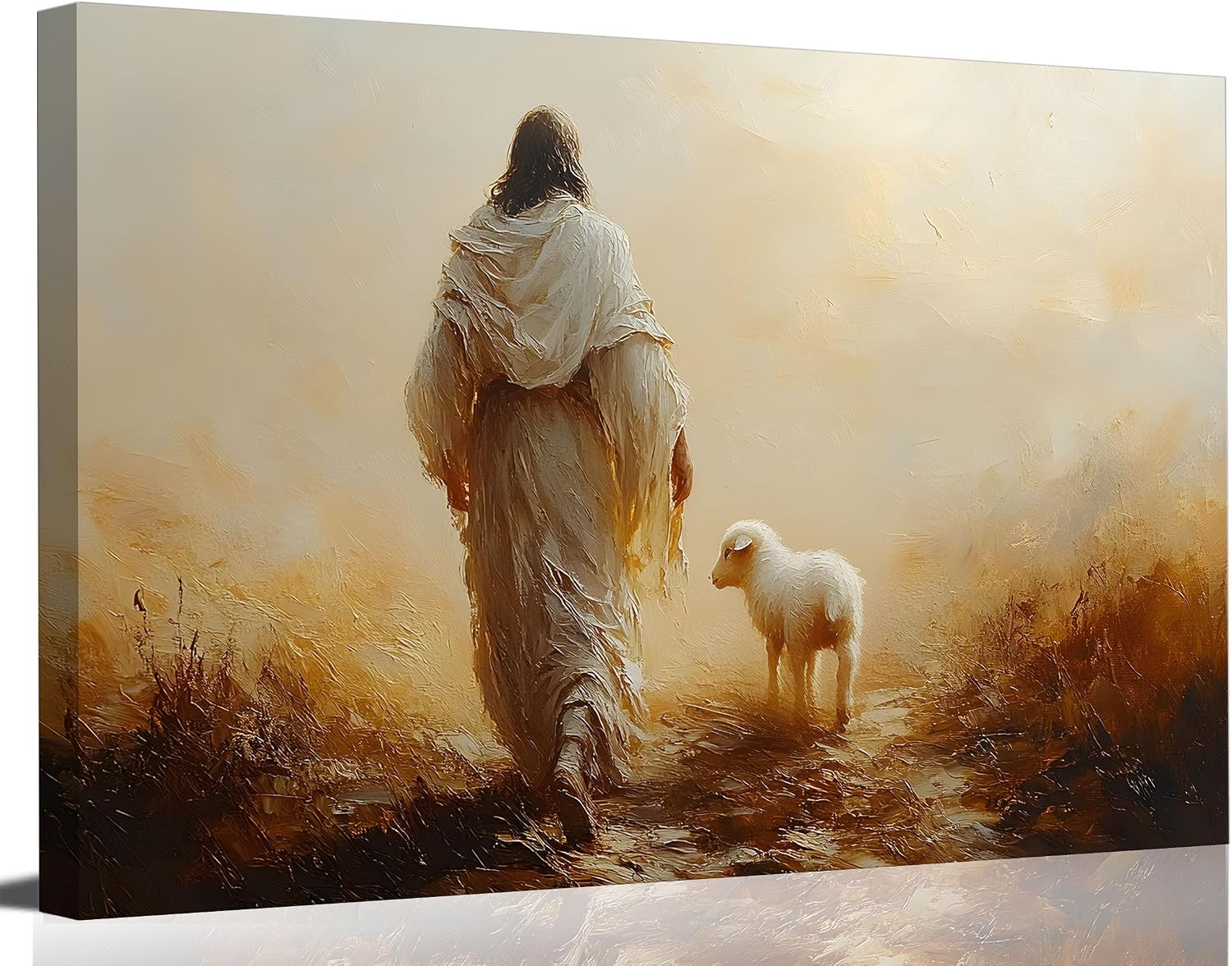 Jesus Leaves the 99 Sheep Canvas Wall Art Christian Jesus The Good Shepherd Print Wall Decor Picture Lost Sheep Poster Artwork Painting for Living Room Bedroom Church Prayer Room Home Decoration