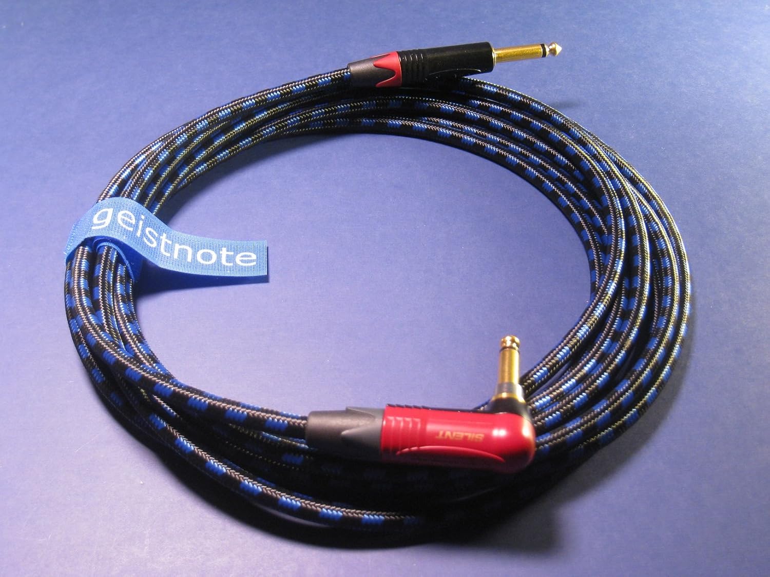 Evidence Audio Geistnote's Melody Instrument Cable with Neutrik Silent Plug and Gold Connectors 10 Ft (3 M) ~ Right Angle to Straight
