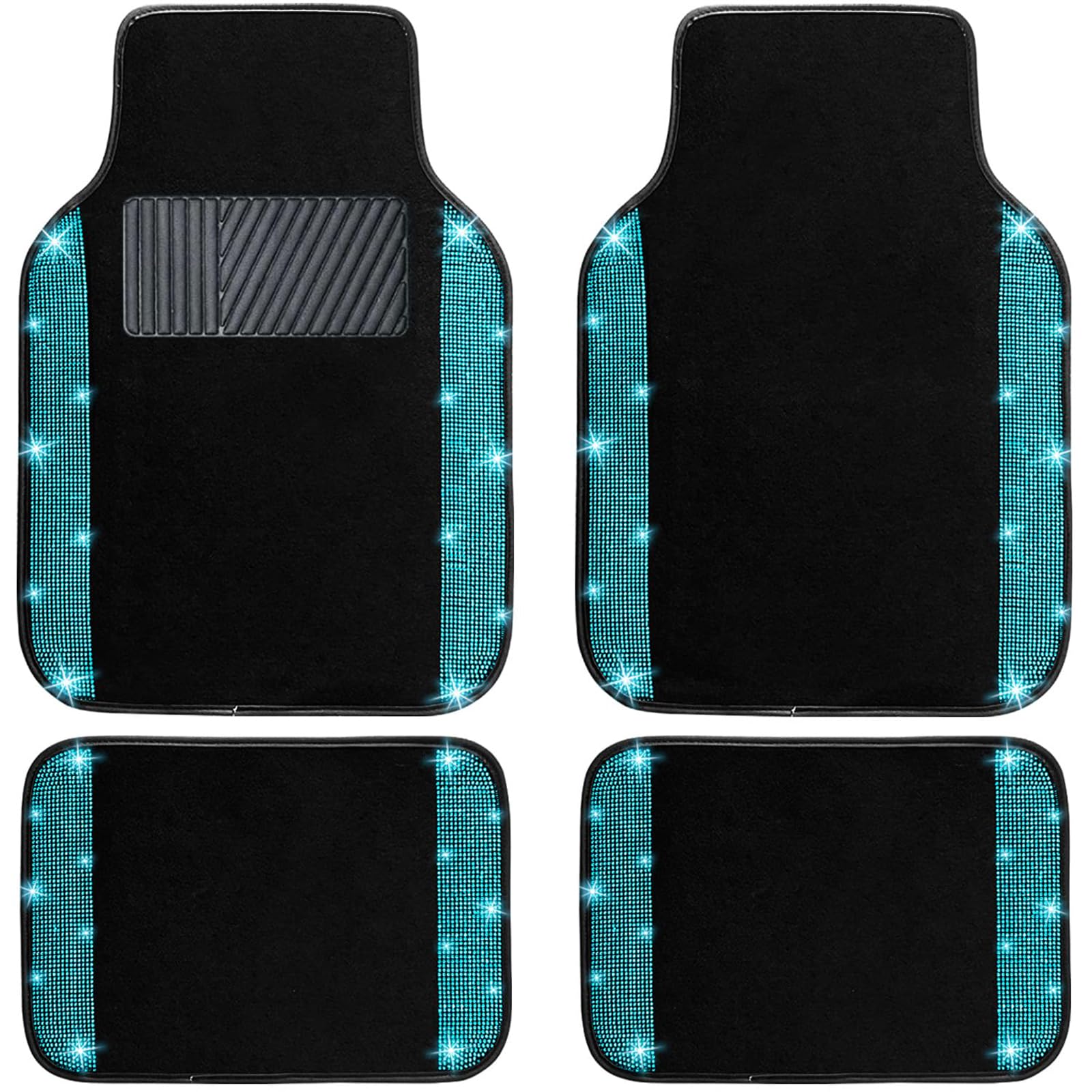 HFFTYU Car Mats for Mitsubishi Chariot/Grandis/Colt/Colt CZC Sparkle Rhinestone Car Floor Mats Heavy Duty Non Slip Car Carpets Waterproof Interior Decoration Liners Set of 4,D