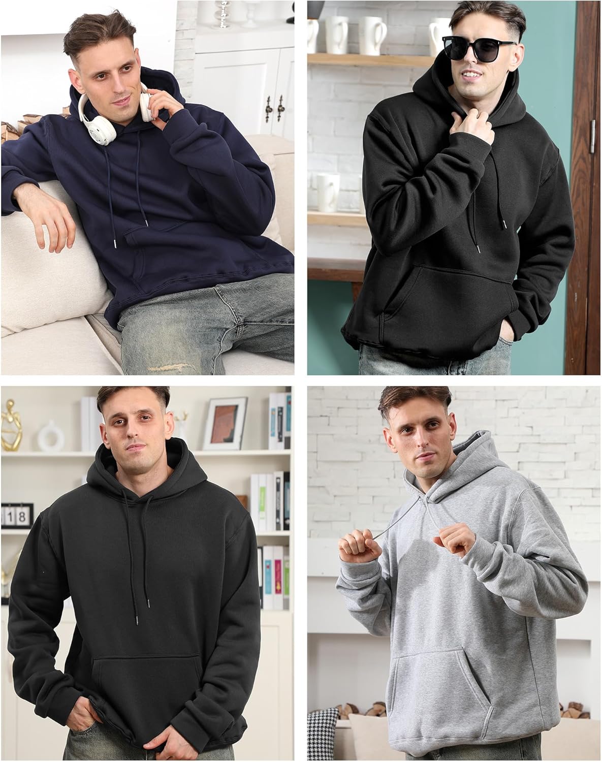 Taiyin 3 Pack Men's Lightweight Fleece Pullover Hoodie Long Sleeve Sweatshirt with Pockets for Men - Image 7