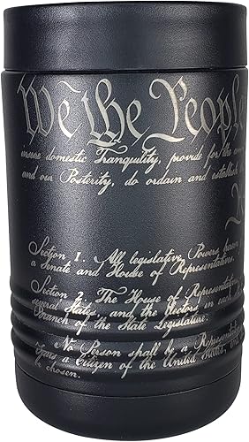 We The People Constitution - Enfriador de latas aislado de acero inoxidable de doble pared, capacidad para latas de 12 o 16 onzas o botellas de 12