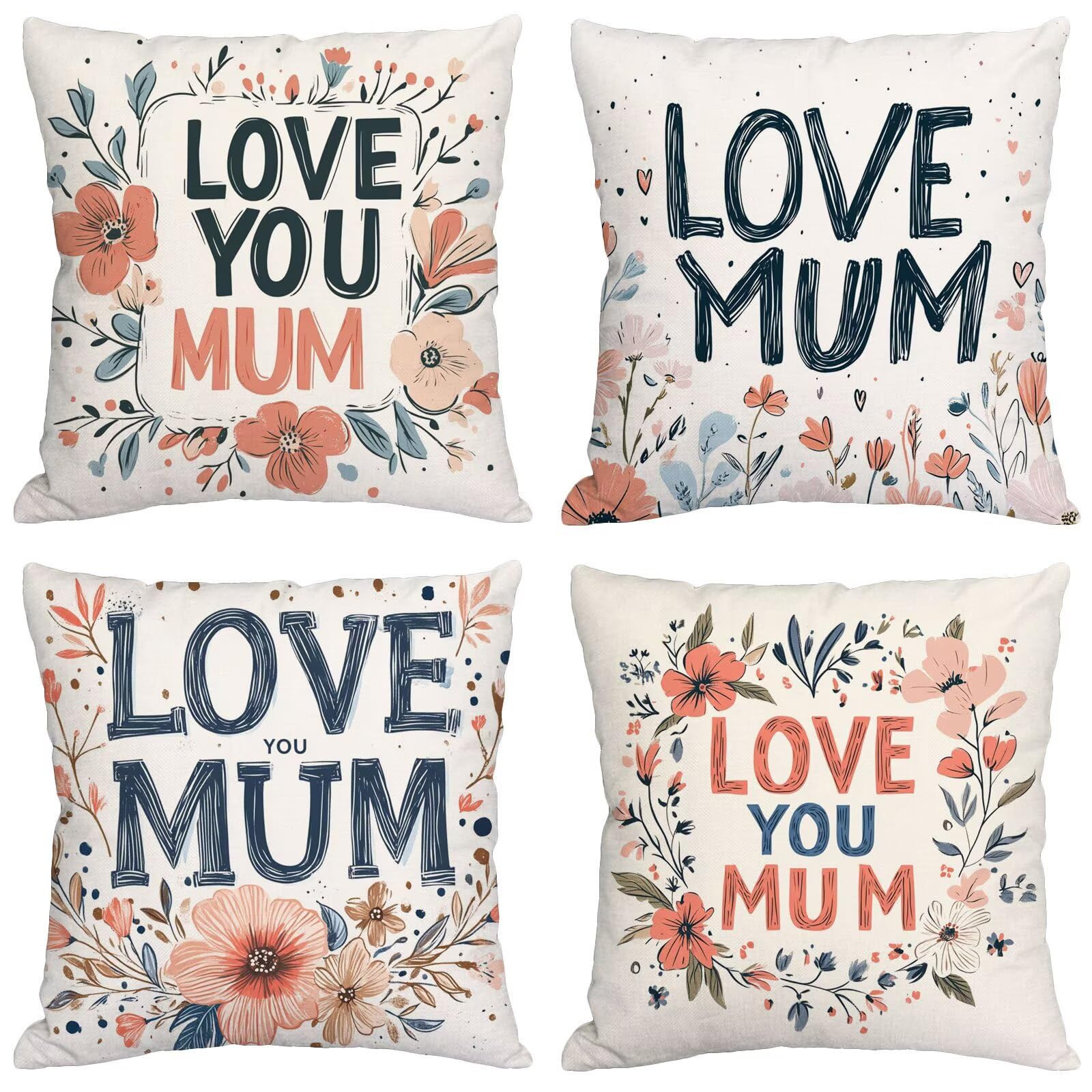 Festa della mamma Cuscini per Divano Esterno Giardino Fiore Cuscini 70x70cm Grandi Copricuscini per Divani Impermeabili Linoi Cushion Covers per Interno/Esterno Balcone Estate Regalo,Set di 4 BZ-6