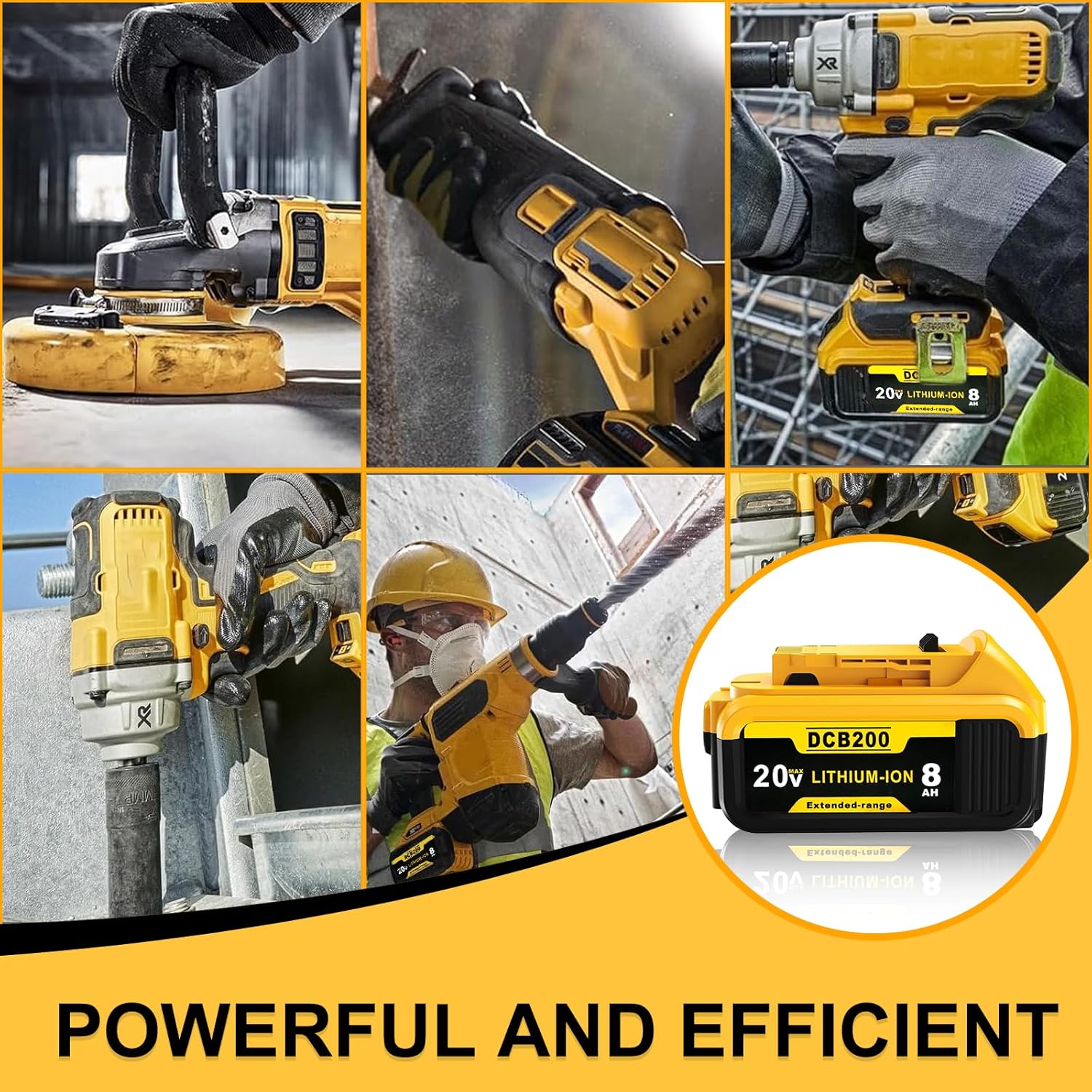 Replacement for Dewalt 20V Max Battery: 8.0Ah Lithium Batteries Compatible with Dewalt Battery DCB208 DCB200 DCB206 DCB205 DCB204 Cordless Power Tools 2 Pack - Image 5