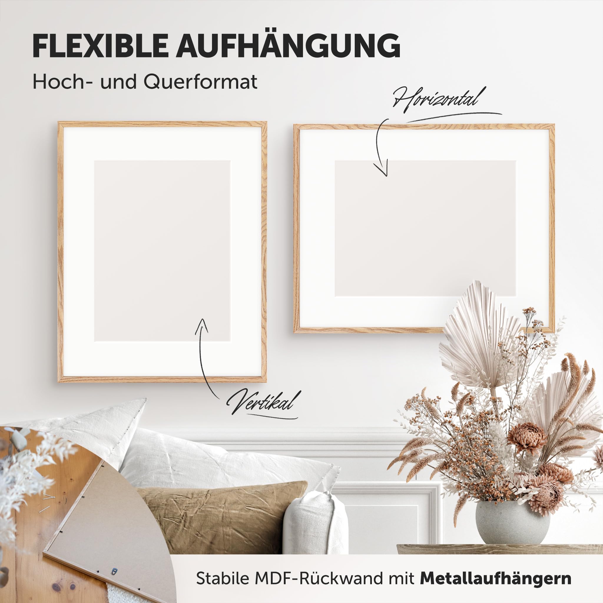 DÖRR Bilderrahmen Oakwood Flat 50x70 Hellbraun, Fotos, Poster, Urkunden