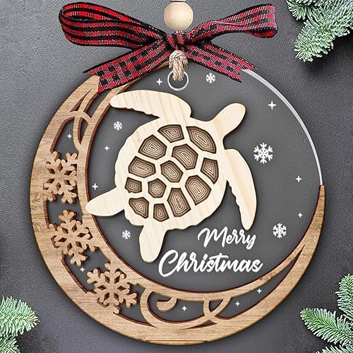 Adornos de tortuga para árbol de Navidad, decoración de Navidad costera para mujeres, regalos excepcionales de tortugas marinas para amantes de las