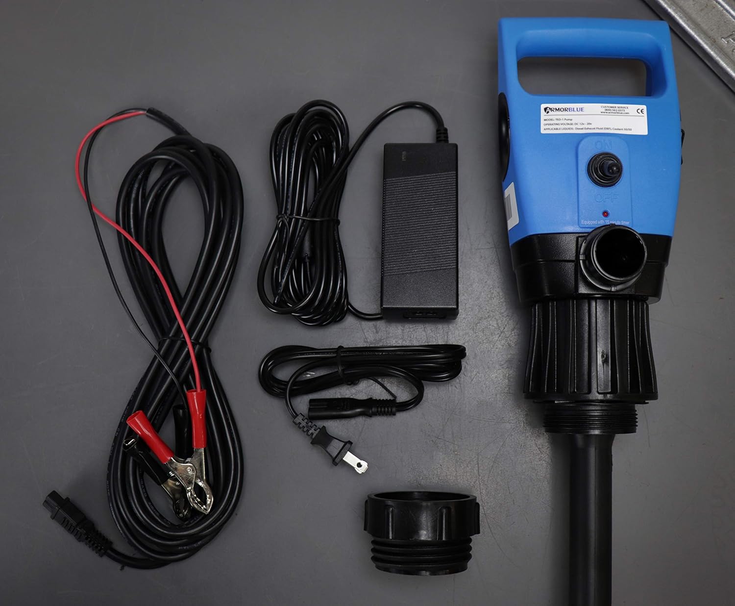 TED1 Drum Pump for Diesel Exhaust Fluid (DEF) | 115v/12v power option | 5 Gallons per Minute | Portable Unit | DEF | Water | 50/50 Antifreeze | Windshield Washer Fluid | Drum Transfer Pump