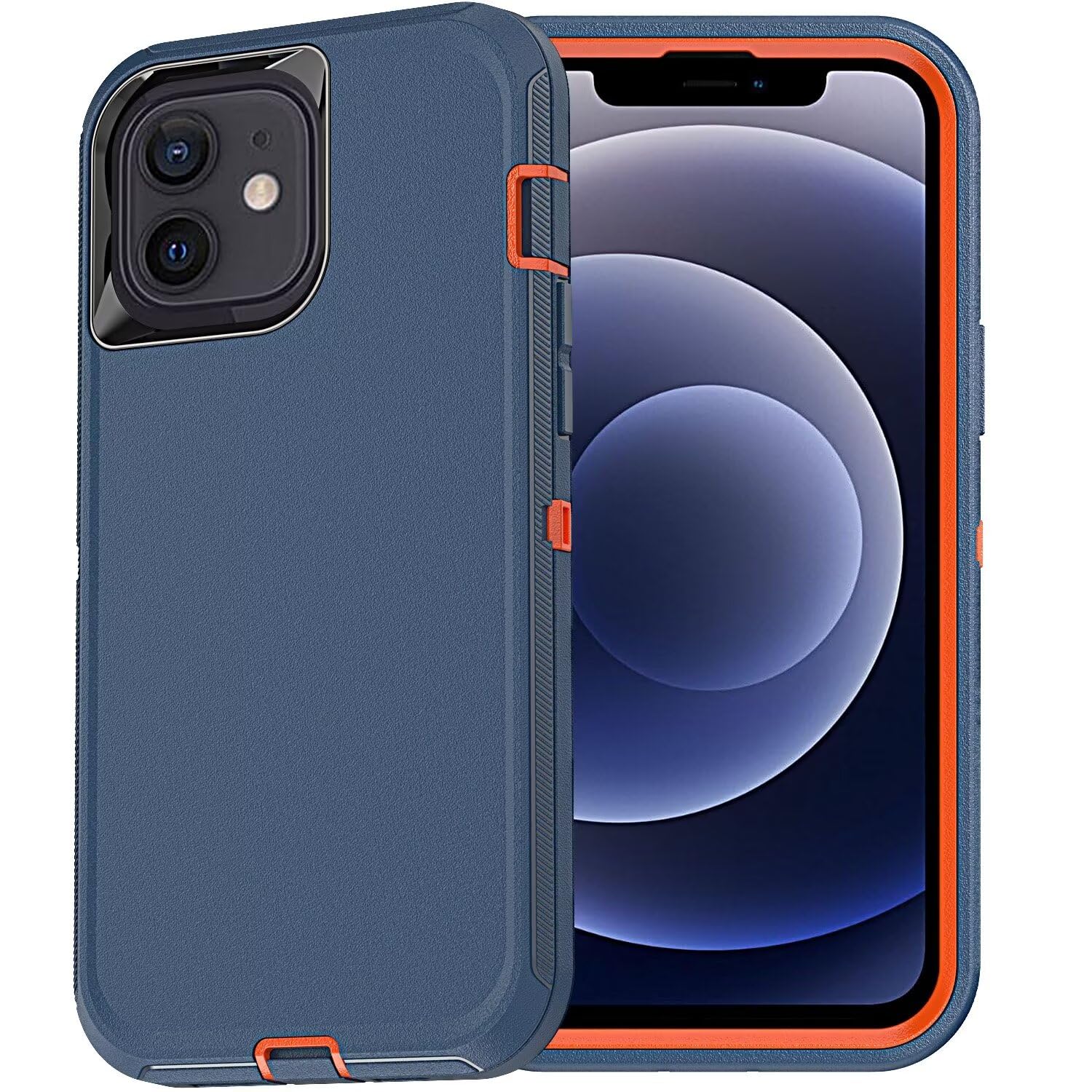 YmhxcY for iPhone 12 mini / 13 mini Case Shockproof Dropproof Dust-Proof Drop Proof 3-in-1 Durable Phone Case Heavy Duty Protection Phone Case Cover for Apple iPhone 12 mini/13 mini 5.4" Blue/Orange
