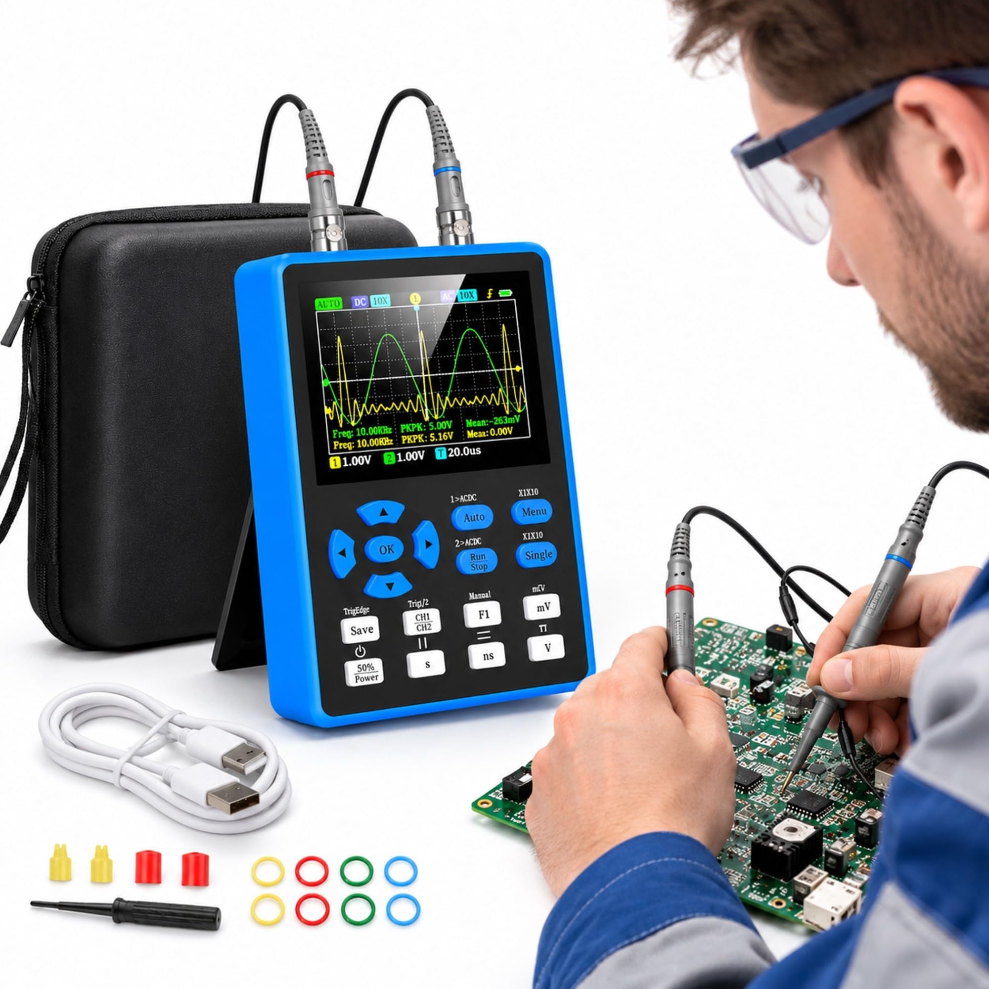 Osciloscopio digital portátil DSO2512G, 120MHz 2CH 500MSa/s
