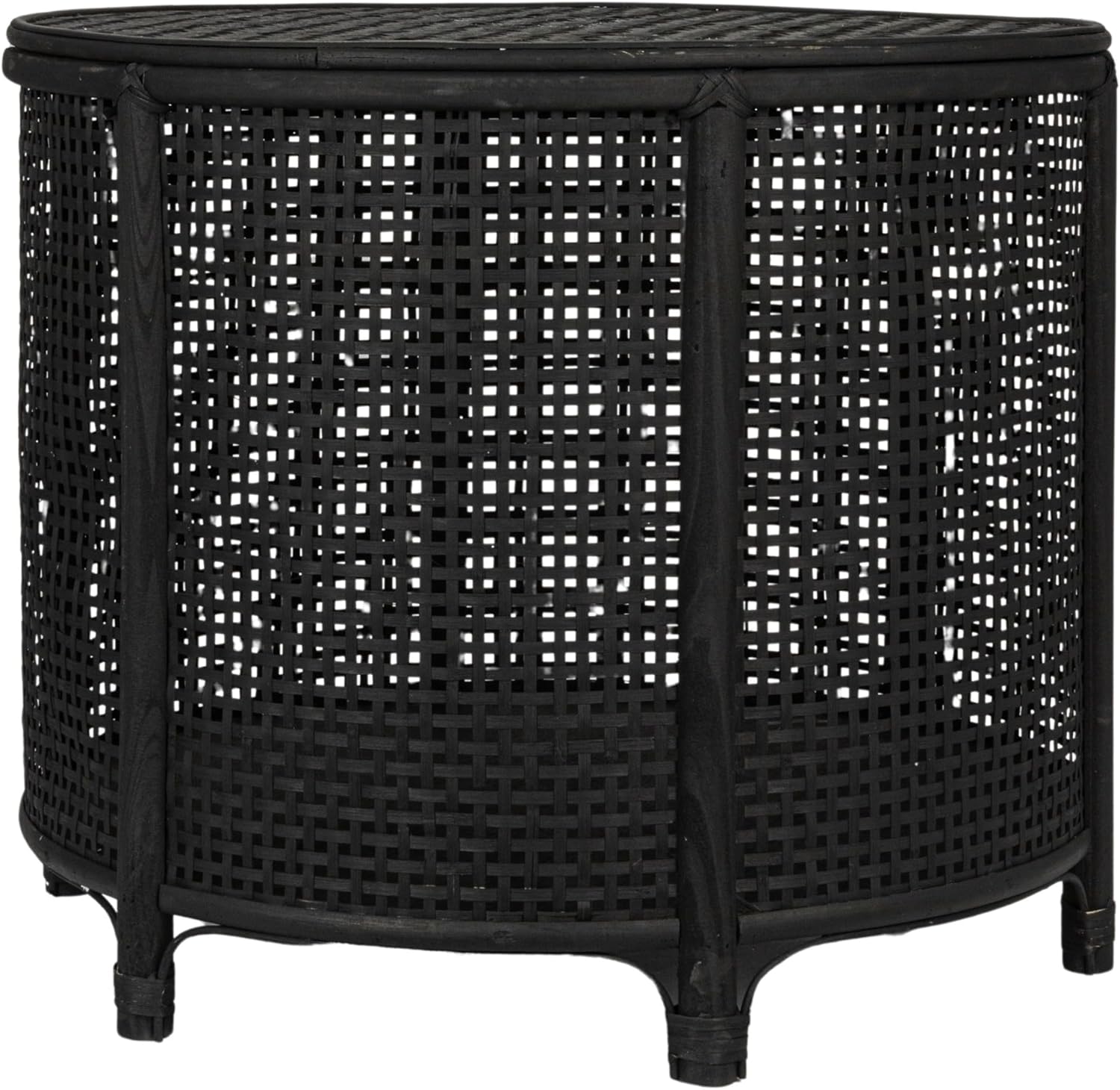 Creative Co-Op Round Bamboo and Rattan Accent Storage Table, Black