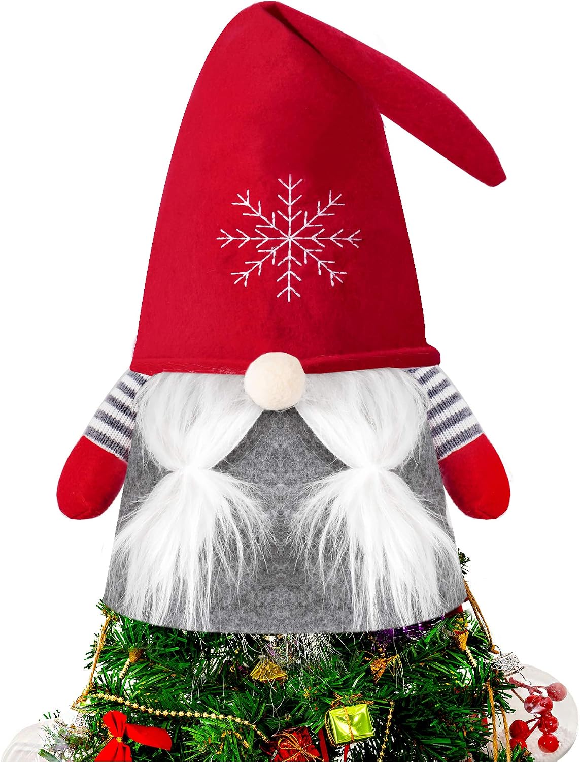 Gnome Christmas Tree Topper, 25 Inch Large Tomte Gnome Christmas Decorations Party Ornaments Christmas Winter Holiday Home Decor Supplies (Red)