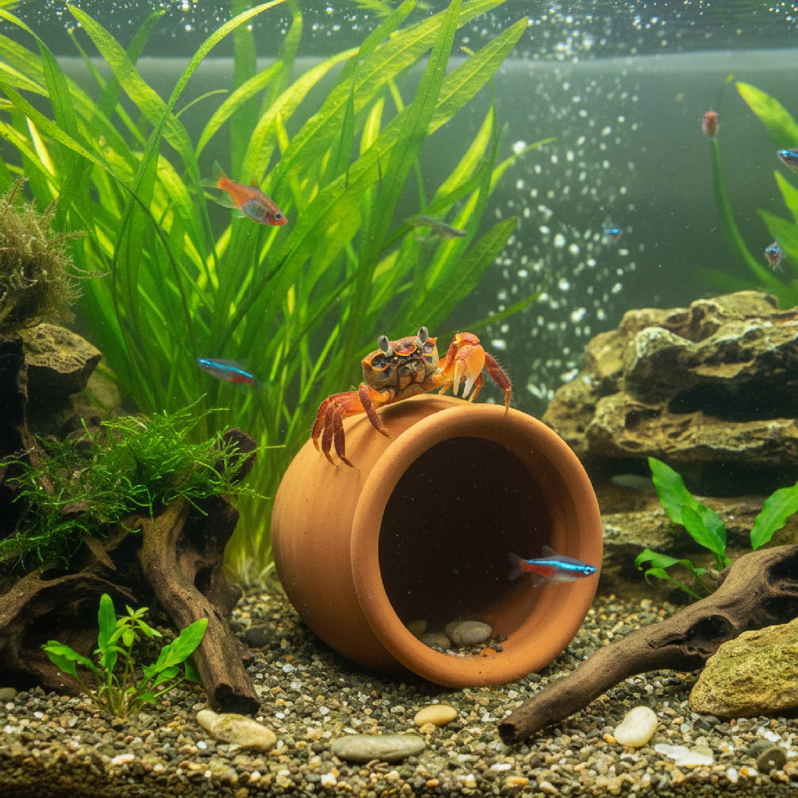 AnRui Betta Fish Tank Decor Ceramic Jar Aquarium Accessories Decorations Cute Clay Pot Hideout Cave Ornaments for Small Fish, Shrimp, Cichlid to Play Hide Breed, Small : Pet Supplies