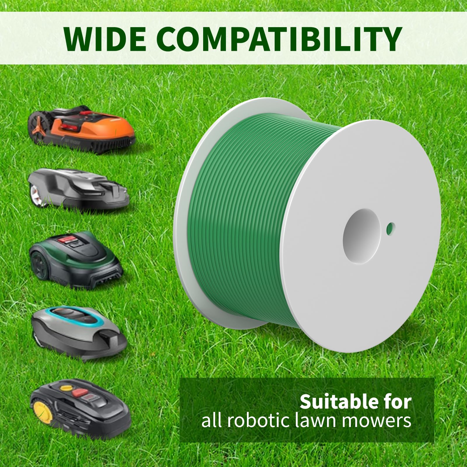 Headley Tools Filo universale per tosaerba, 250 m, contiene 50 picchetti da prato, 10 connettori per cavi, 9 lame in titanio, filo per robot tosaerba, compatibile con Gardena/Husqvarna/Worx