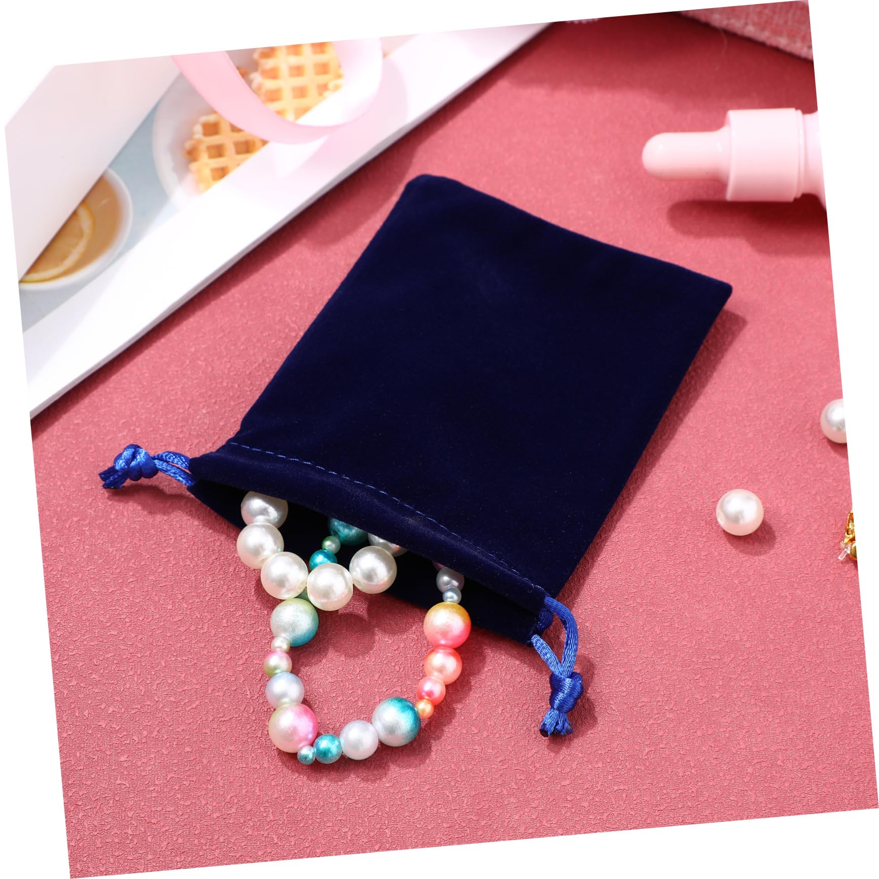 50stücke Schmuckbeutel Mit Kordelzug Aus Samt in Königsblau Für Taschenuhren Ketten Armbänder Und Kleine Gegenstände Tragbar Und Praktisch