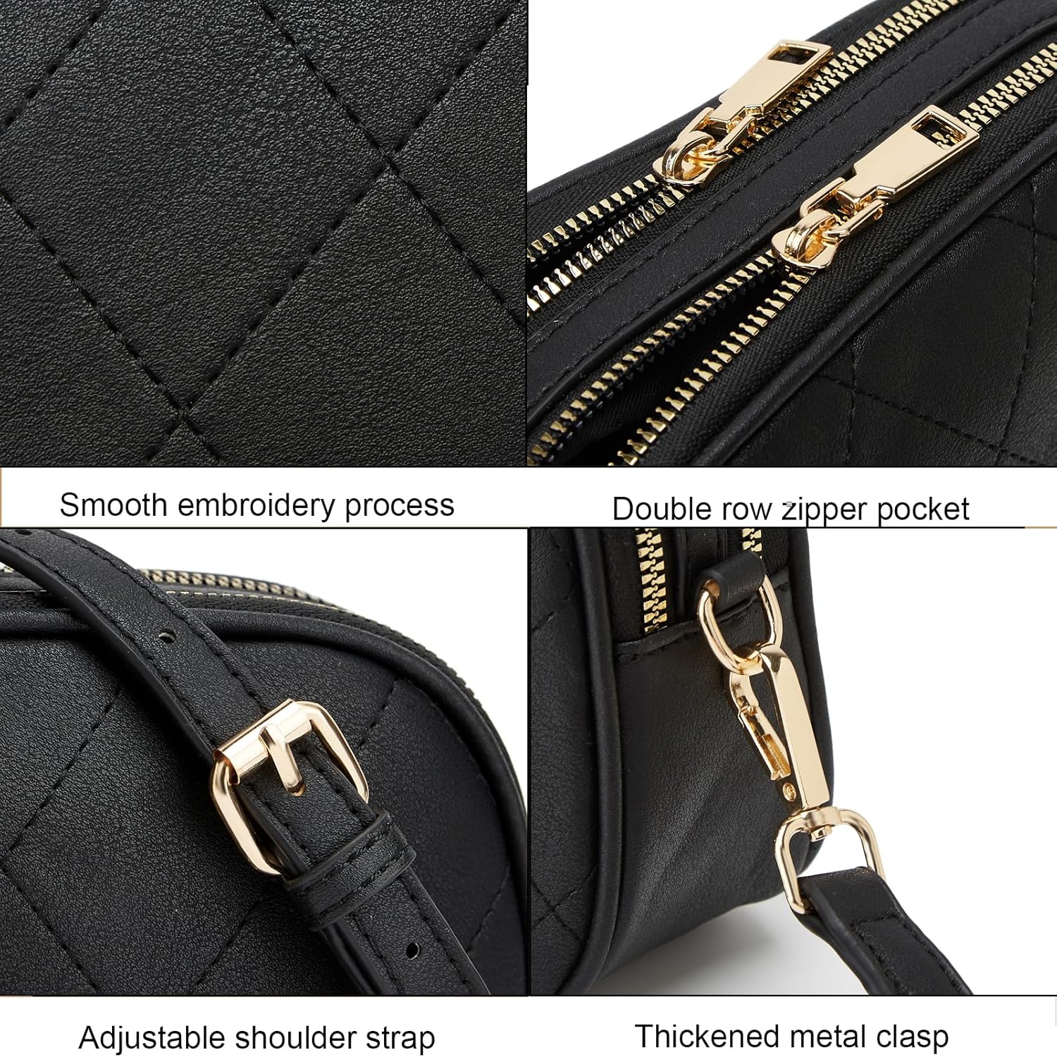 ZHIERNA Crossbody Bags for Women, Small Black Purse Lightweight Vegan Leather Shoulder Handbags Purse with Adjustable Strap | Small, Purse, Lightweight, Purse, with Adjustable Strap - Image 5