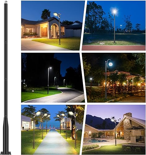 Miniatura 7 de Lámpara solar para poste de lámpara 13 pies Accesorios de patio al aire libre para cámara exterior de patio trasero, porche, subensamblaje de poste
