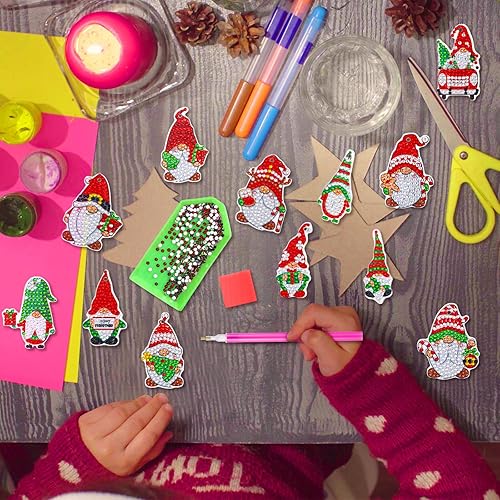 Miniatura 6 de Kit de 24 llaveros de pintura de diamantes 5D, adornos de llavero de diamantes para colgar en 5D, llavero de diamantes de imitación para