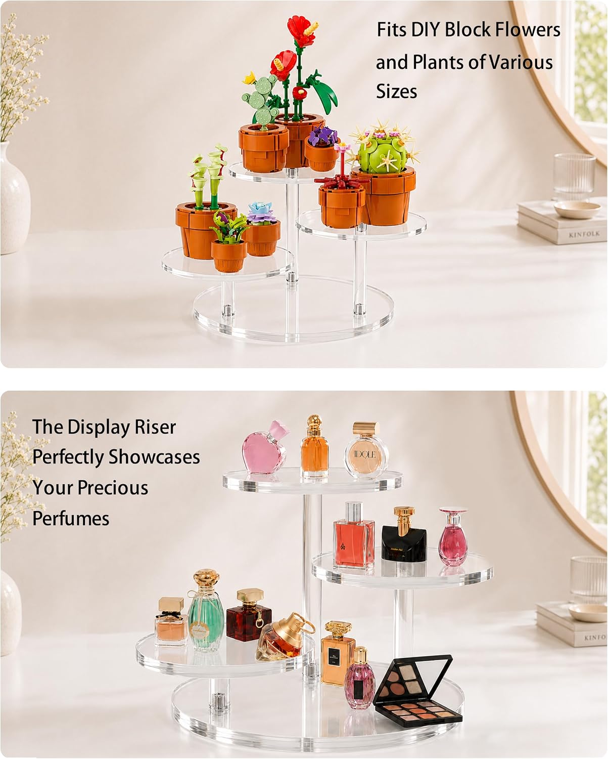 3-Tier Acrylic Display Riser for Lego Botanical, Figurine Stand