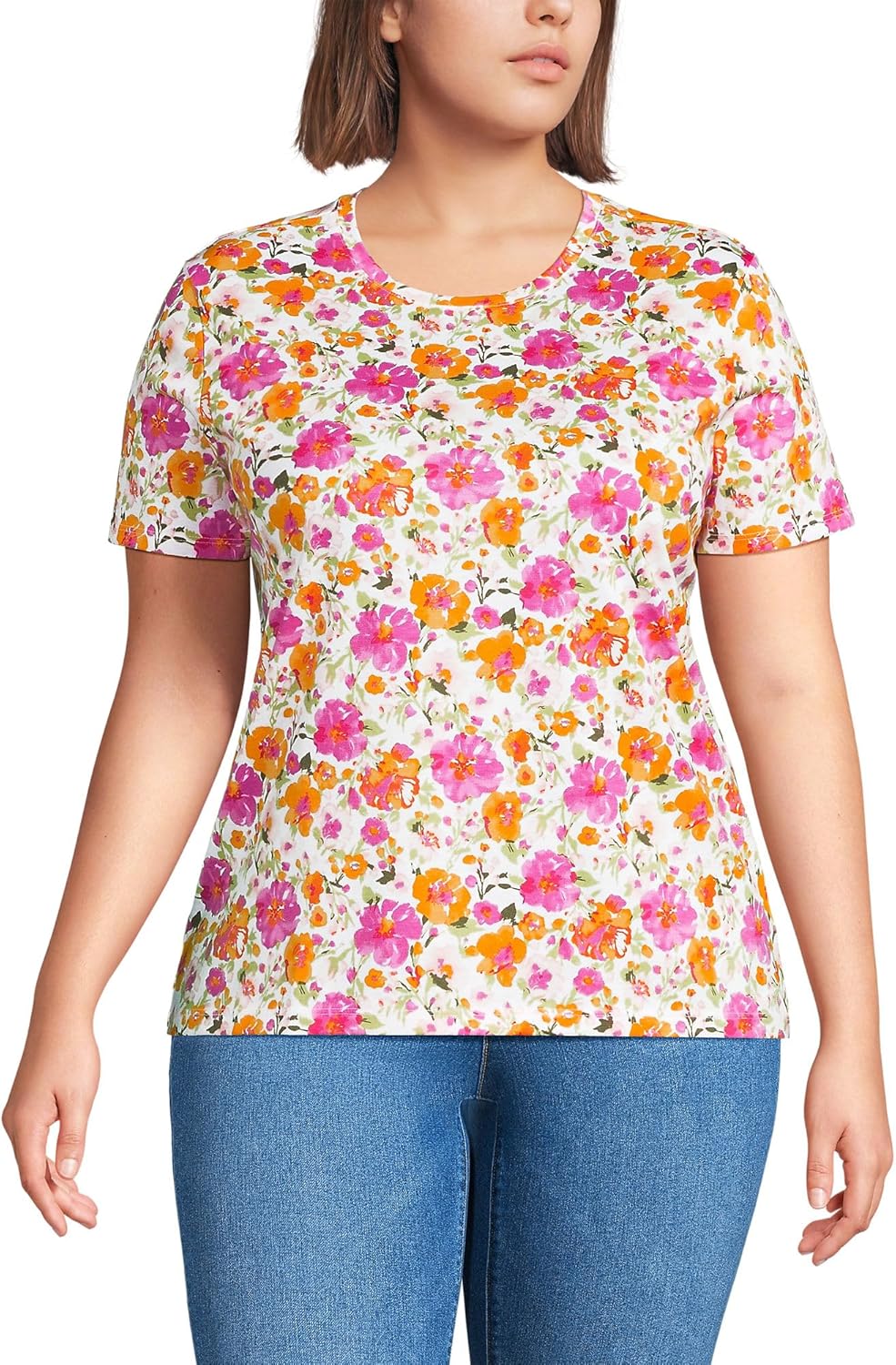 Lands' End Women's Relaxed American-Grown Supima Cotton Crew Neck T-Shirt