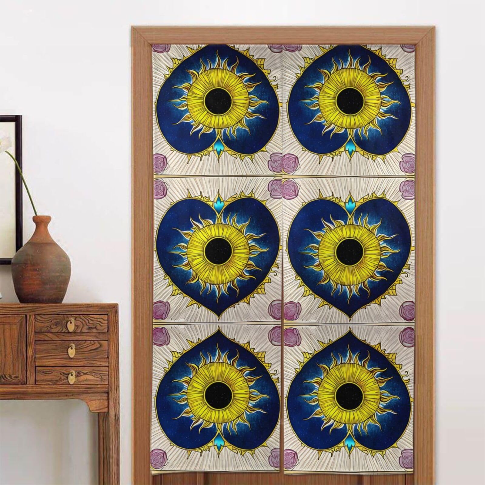 CNTDBU Cartoon heart sun Door Curtain 34x56 Inch-Room Divider Panel for Privacy, Entryway Screen for Kitchen Bedroom
