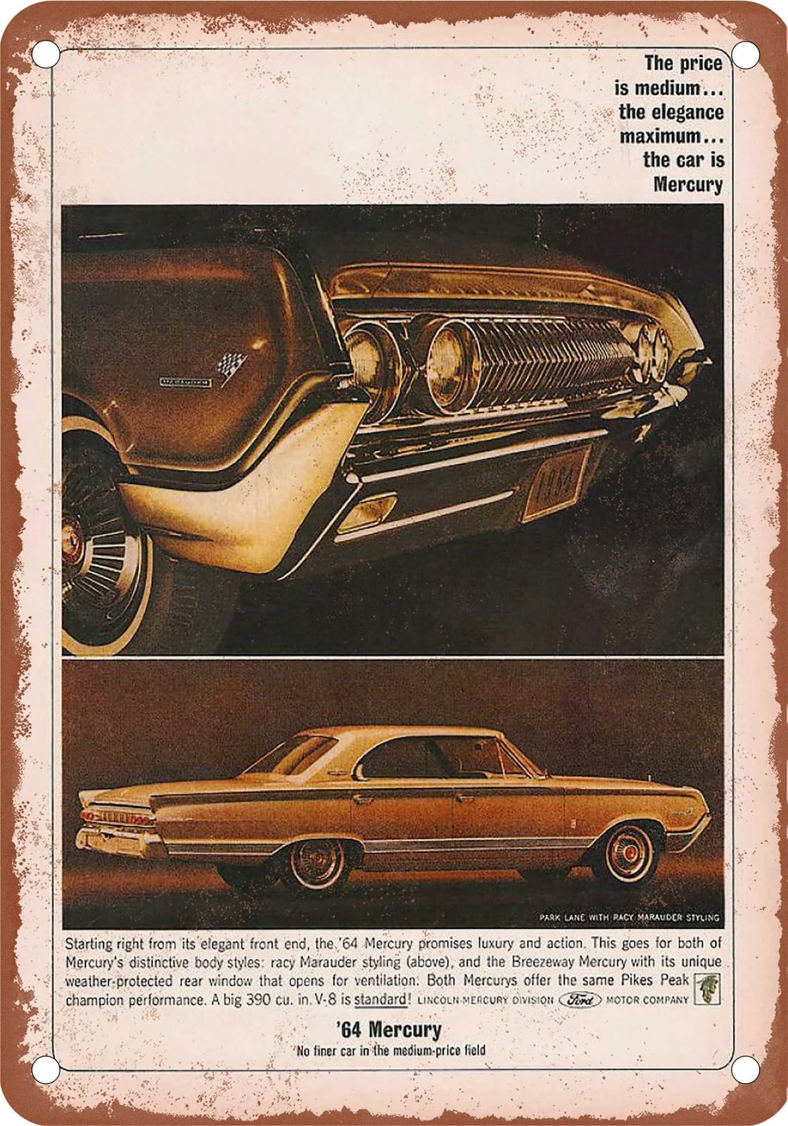 Miaomansenstore Metal Sign - 1964 Mercury Vintage Ad 04 - Old Retro Rusty Look Home Decor