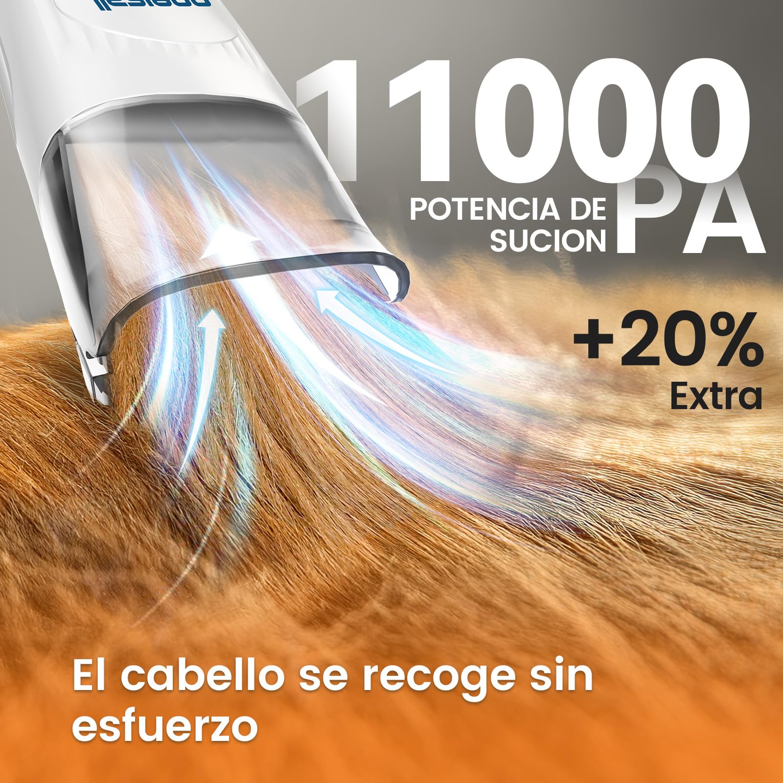 oneisall Cortapelos Perros con aspiradora de pelo, Aspira el 99% del pelo de las mascotas, máquina de corte silenciosa para perros y gatos y otras 7 herramientas de aseo (azul)