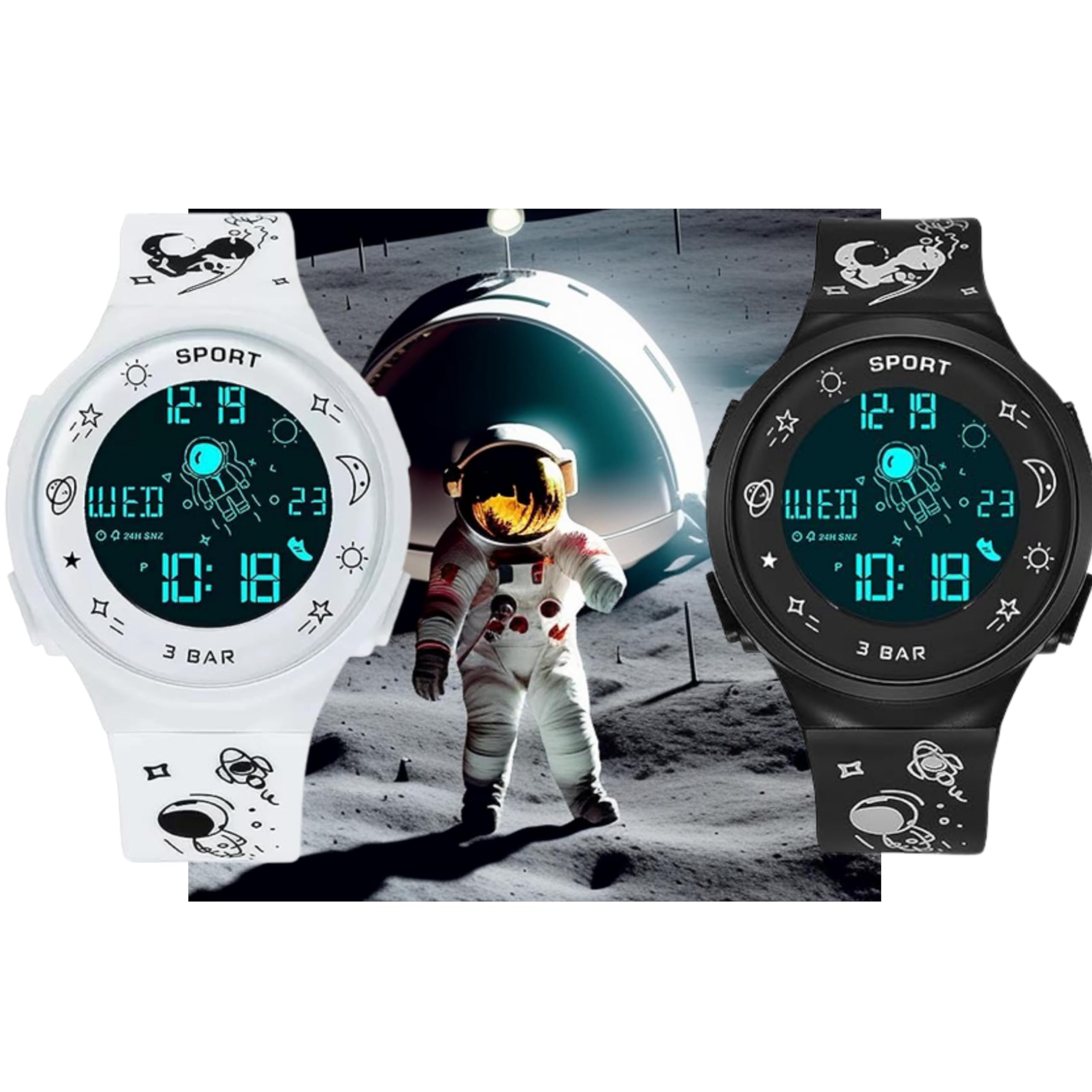 Lionmati Combo Astronaut Kids Sports Digital Watch for Kids - Multi Function Digital Kids Watches 3ATM Waterproof Shockproof Alarm Calendar Luminous Cold Light Wrist Watches for Boys and Girl (B0CMP7SYRZ) Amazon Price History, Amazon Price Tracker
