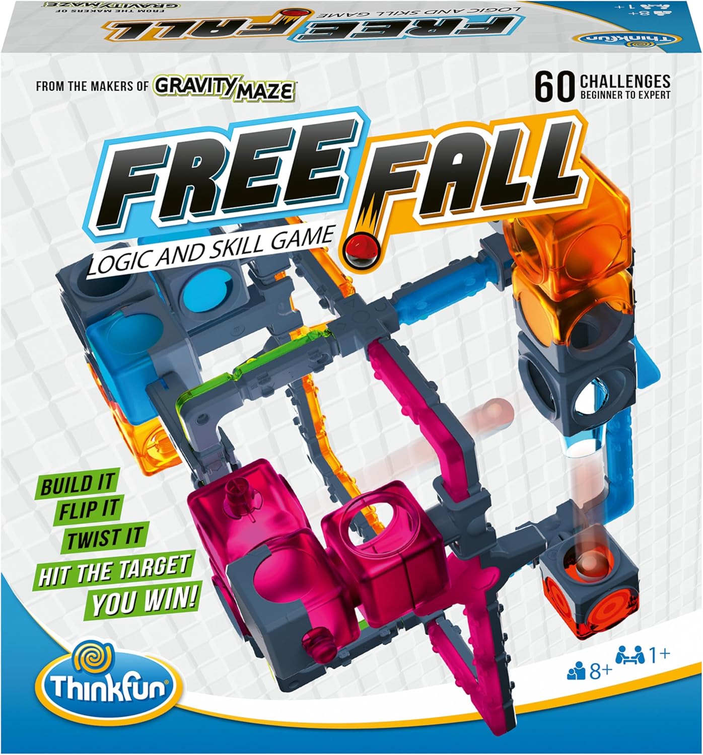 ThinkFun Freefall - Logic-Based Marble Maze Game | Skill Enhancing | Fun for Kids, Teens, Adults | Mind-Stimulating Puzzles | Single or Multiplayer