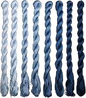 Vista 23 de Hilo de seda 100% natural, hilo de bordado hecho a mano hilo de seda 8 colores 360.9 ft cada uno (61)