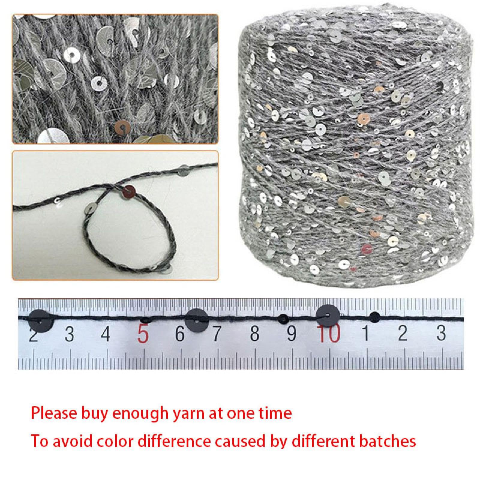 Hilo con lentejuelas brillantes, Hilo de tejer con lentejuelas algodón, 3mm y 6mm, 50G, 140M, paquete multicolor 1, 2, 4, 8 Uds(A-11,4PC)