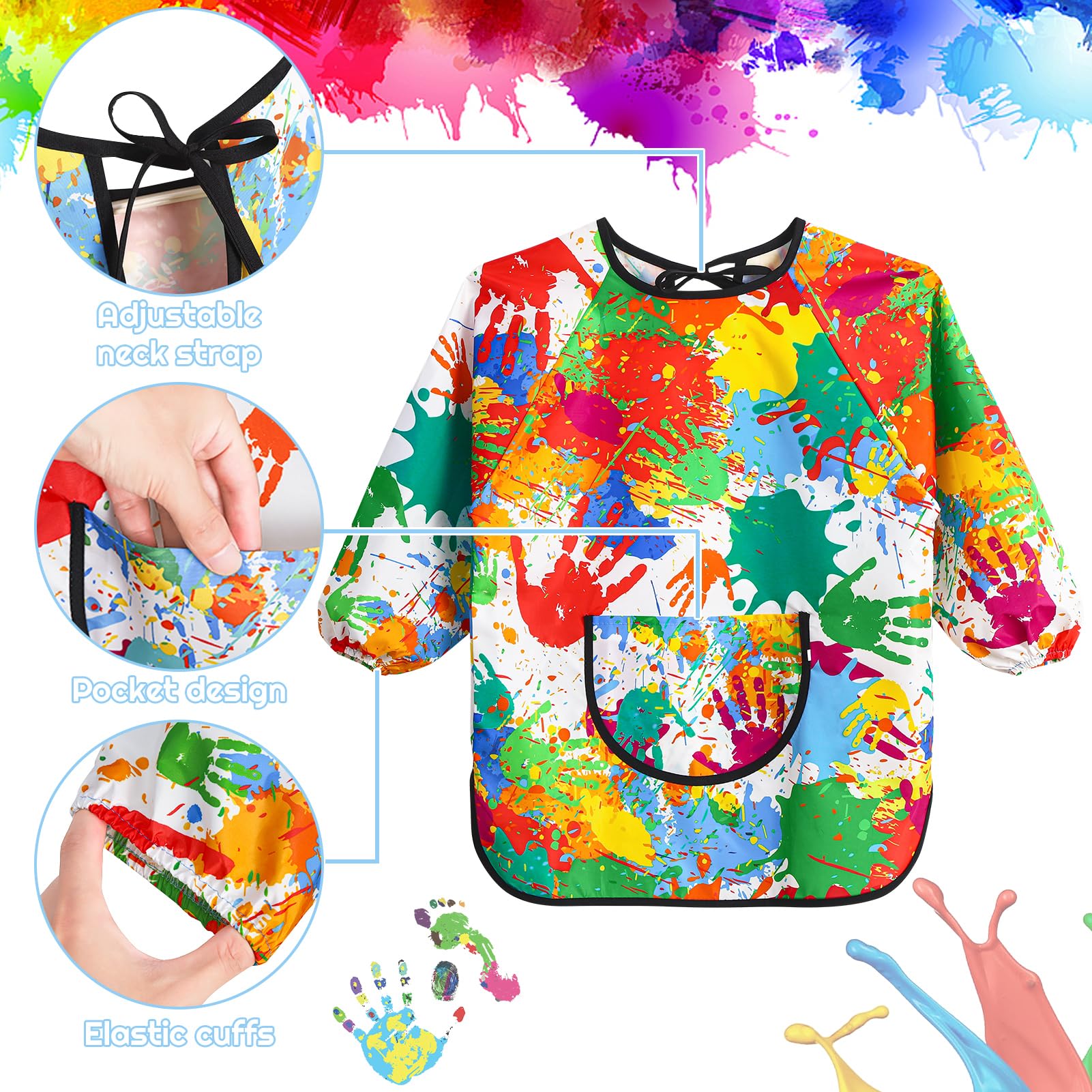 GSrenyu Kids Painting Apron, Waterproof Child Art Smock with Pocket - Image 2