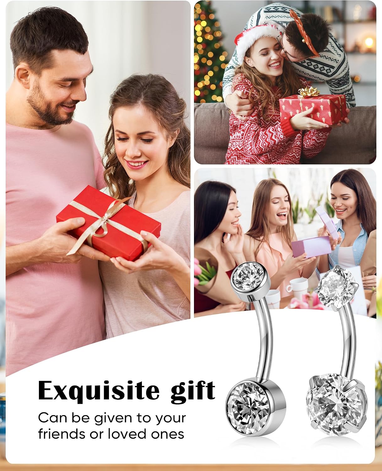 14G Titanium Internally Threaded Belly Button Ring 18K