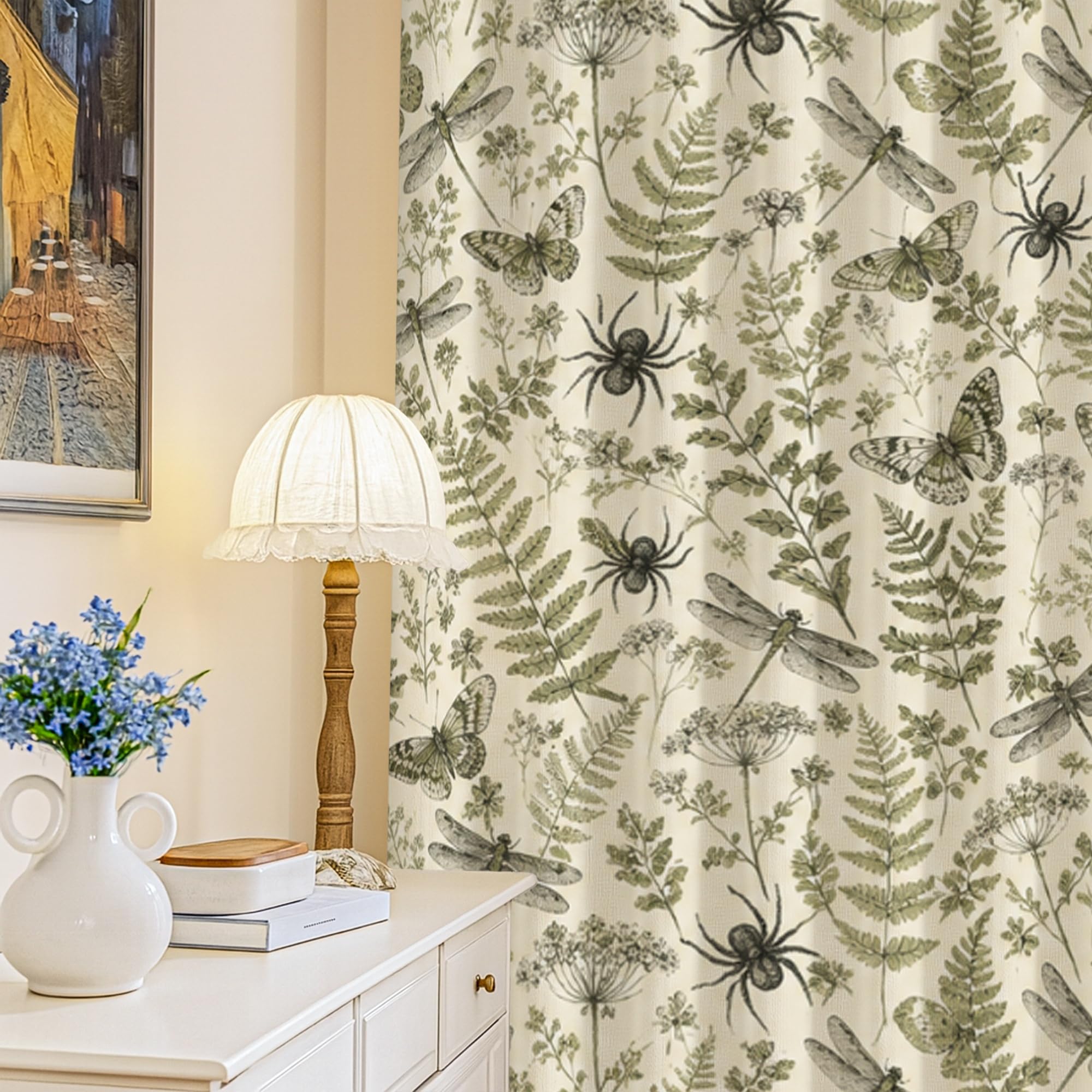 Rideaux occultants verts 132x241 cm infroissables pour la chambre