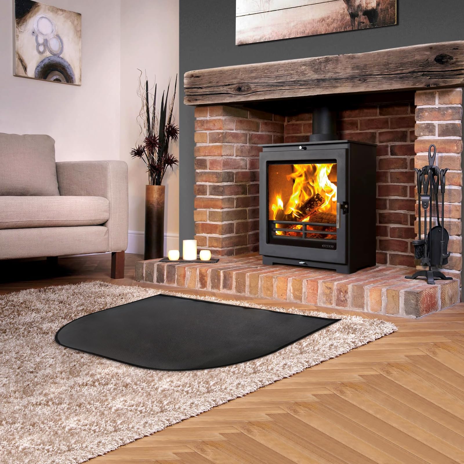 Tappeto Ignifugo Hojalis 50x80cm - Per Camino, Stufa, Barbecue, Resistente Al Fuoco E Calore, Nero - Foto 8