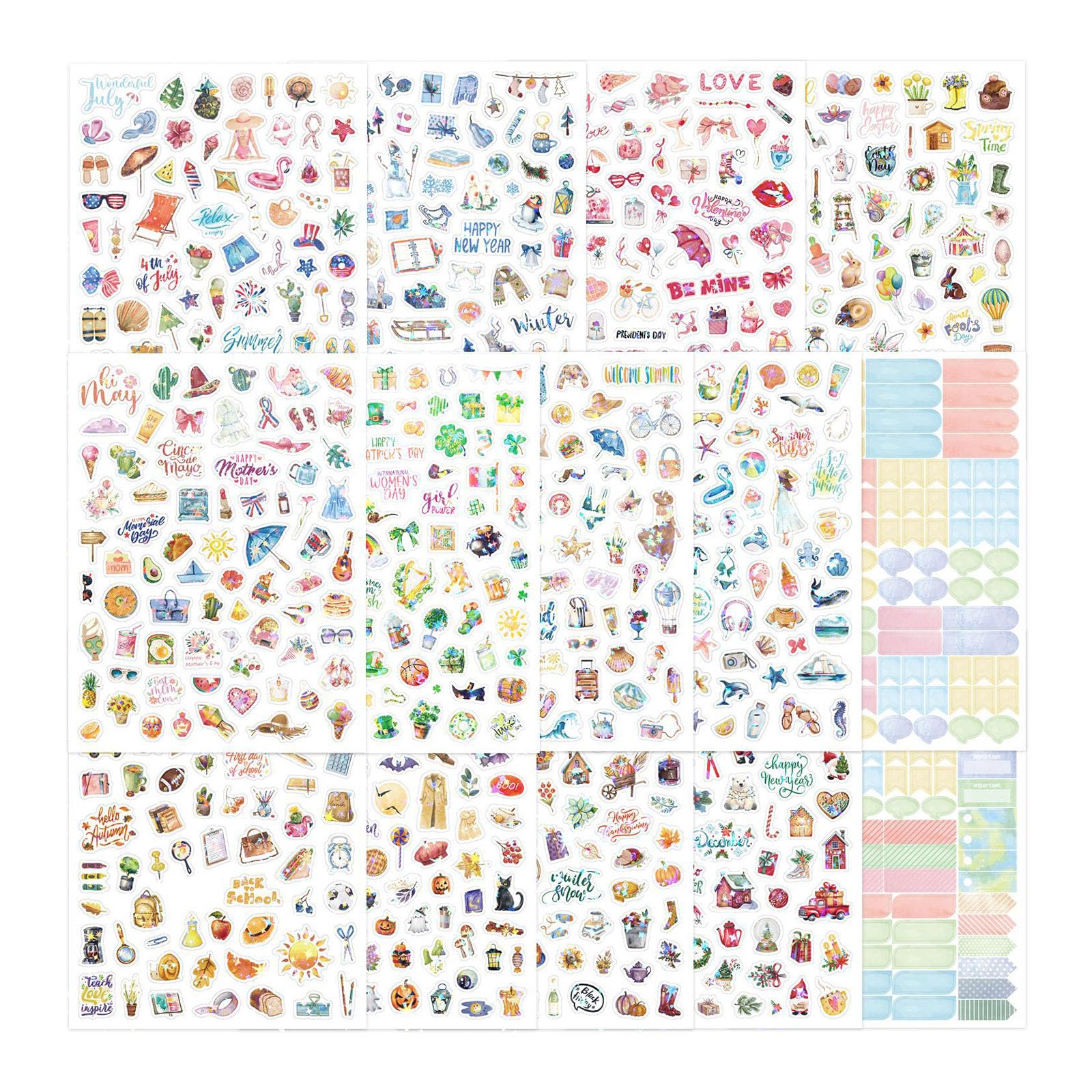 Holiday Themed Sticker Adhesive Decorative Sticker for Journals Planner Scrapbooking Card Making Craft Embellishment Holiday Craft
