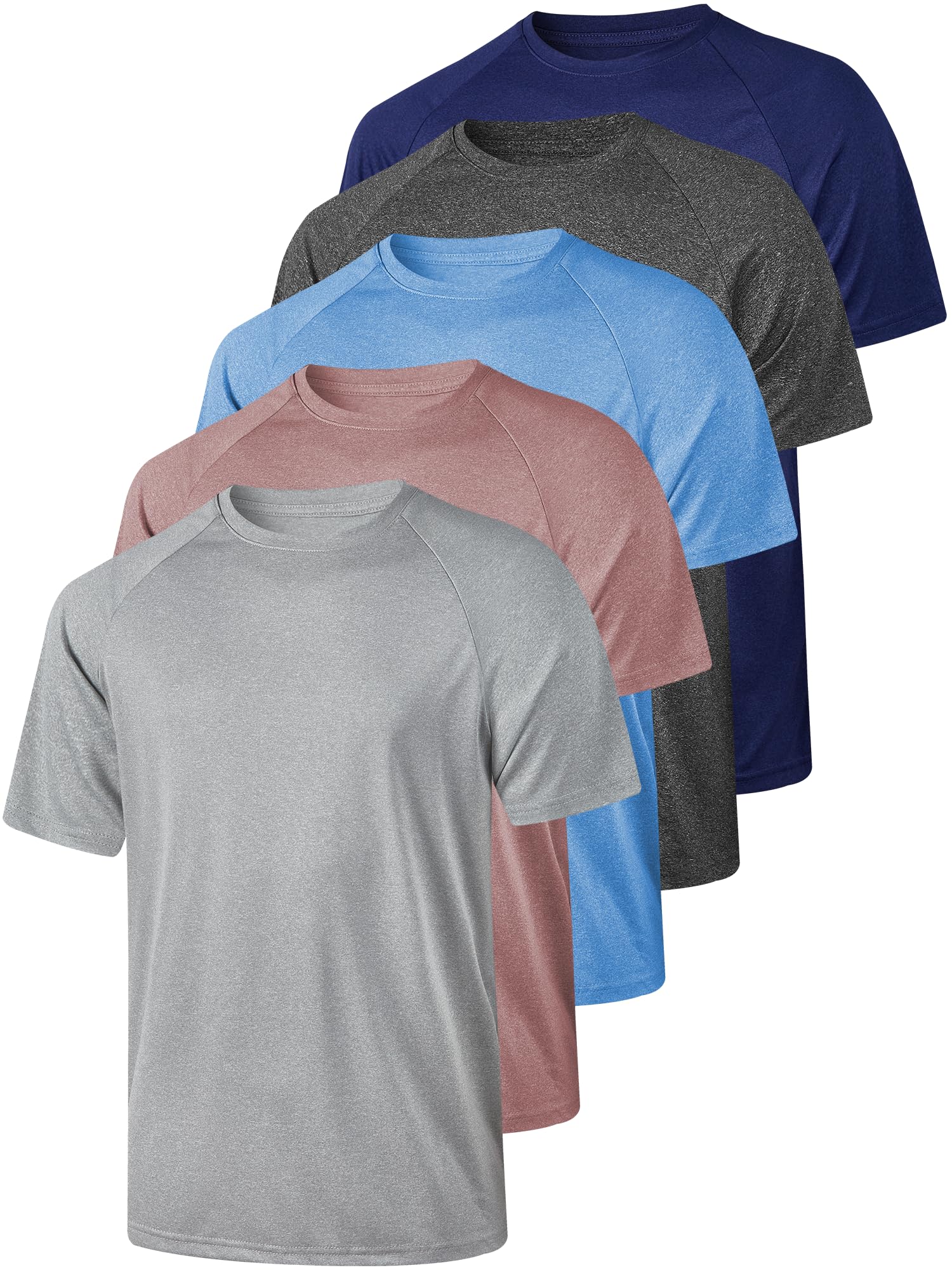 AKAWOOKO 5 Pack Men's Dry Fit T Shirts