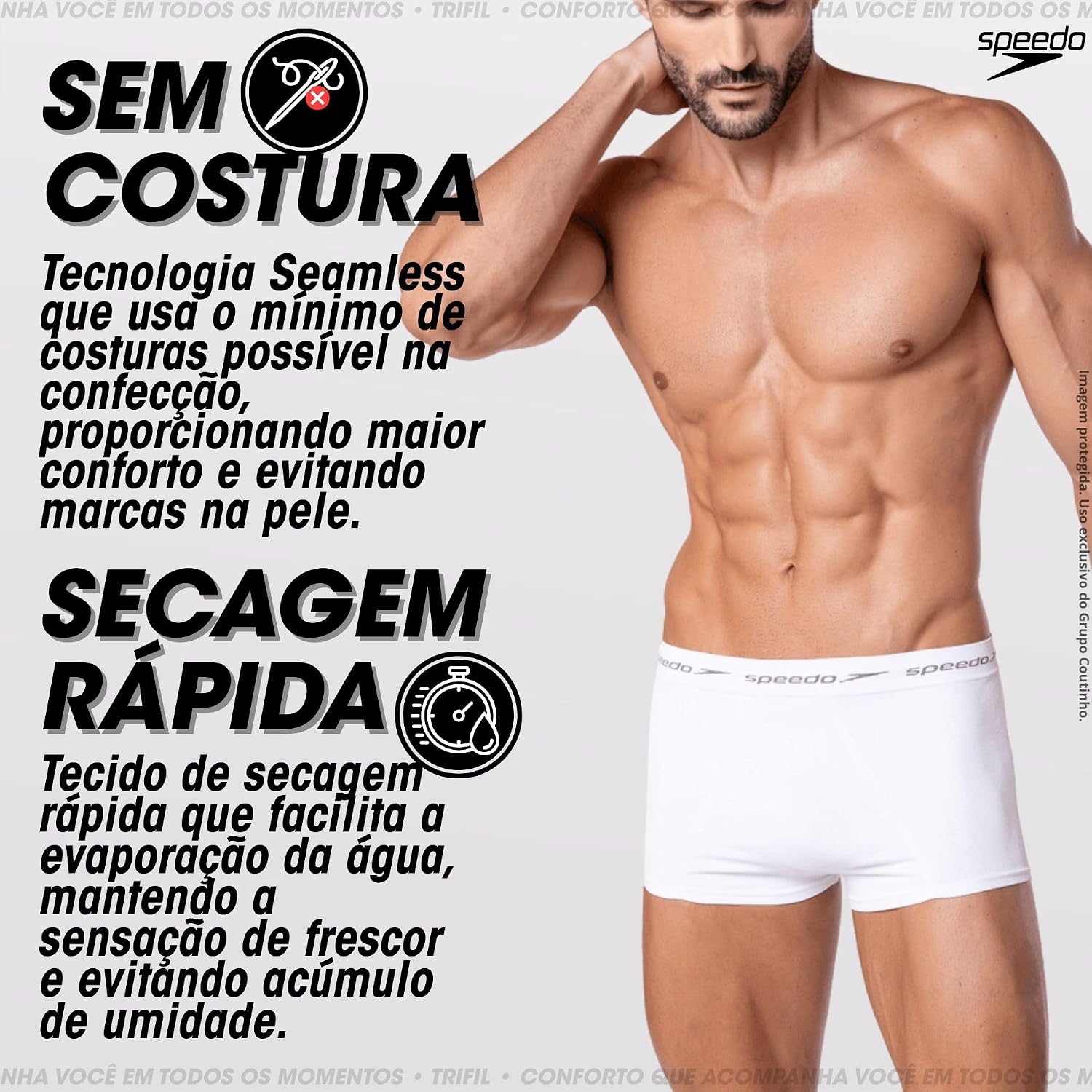 Kit 2 Cuecas Sungão Speedo Microfibra Poliamida Sem Costura Masculina Kit 2 Cuecas Sungão Speedo Microfibra Poliamida Sem Costura Masculina - Imagem 4