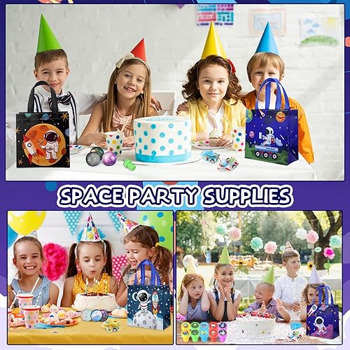 Miniatura 5 de Chivertion 144 piezas de regalos de fiesta espacial, bolas rebotantes, pulseras, sellos, mini juguetes, calcomanías, collares, bolsa de regalo,