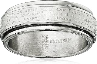 Steeltime Men's 18k Gold Plated Our Father Prayer Spinner Band Ring , (previously Amazon Collection)